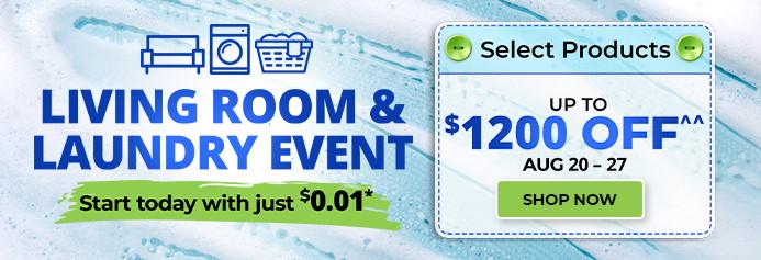 Limited time savings on select laundry and living room products. Product exclusions and other restrictions apply.