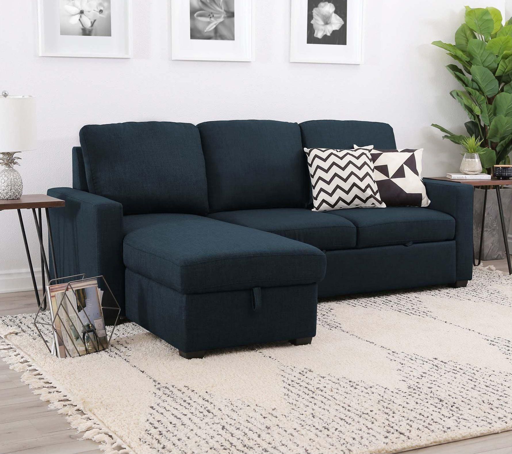 2-Piece Newton Navy Chaise Sofa