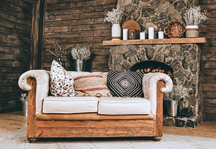 furniture in a rustic living groom