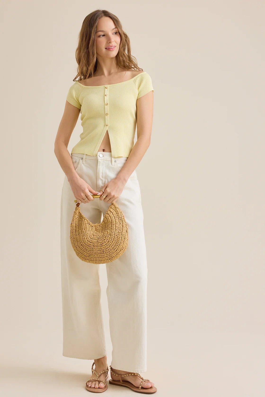 butter yellow ribbed top