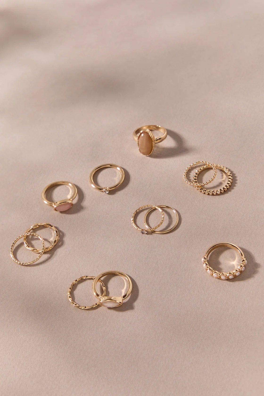 Brown Multi Ring Set