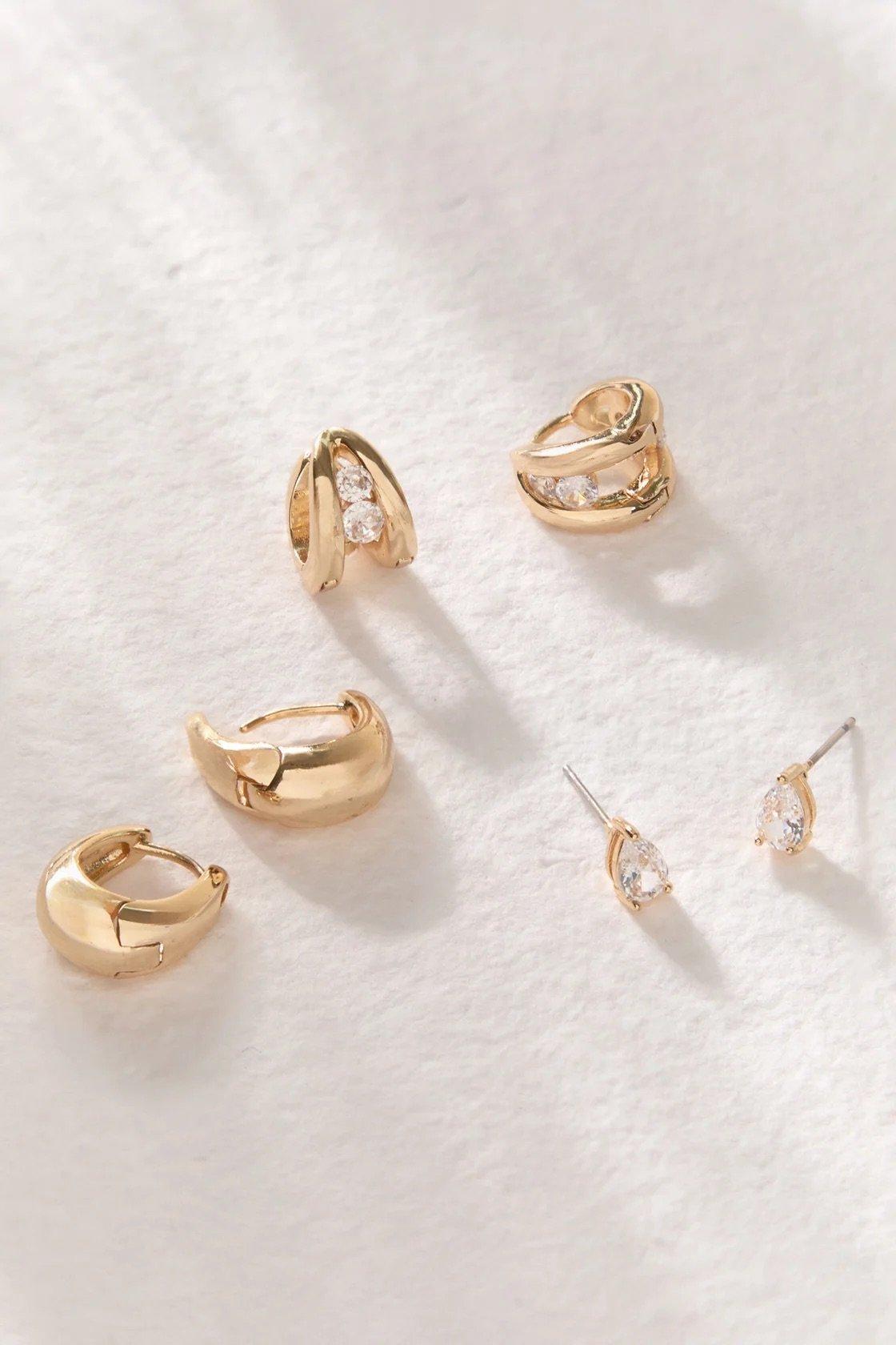18k Gold dipped earring trio
