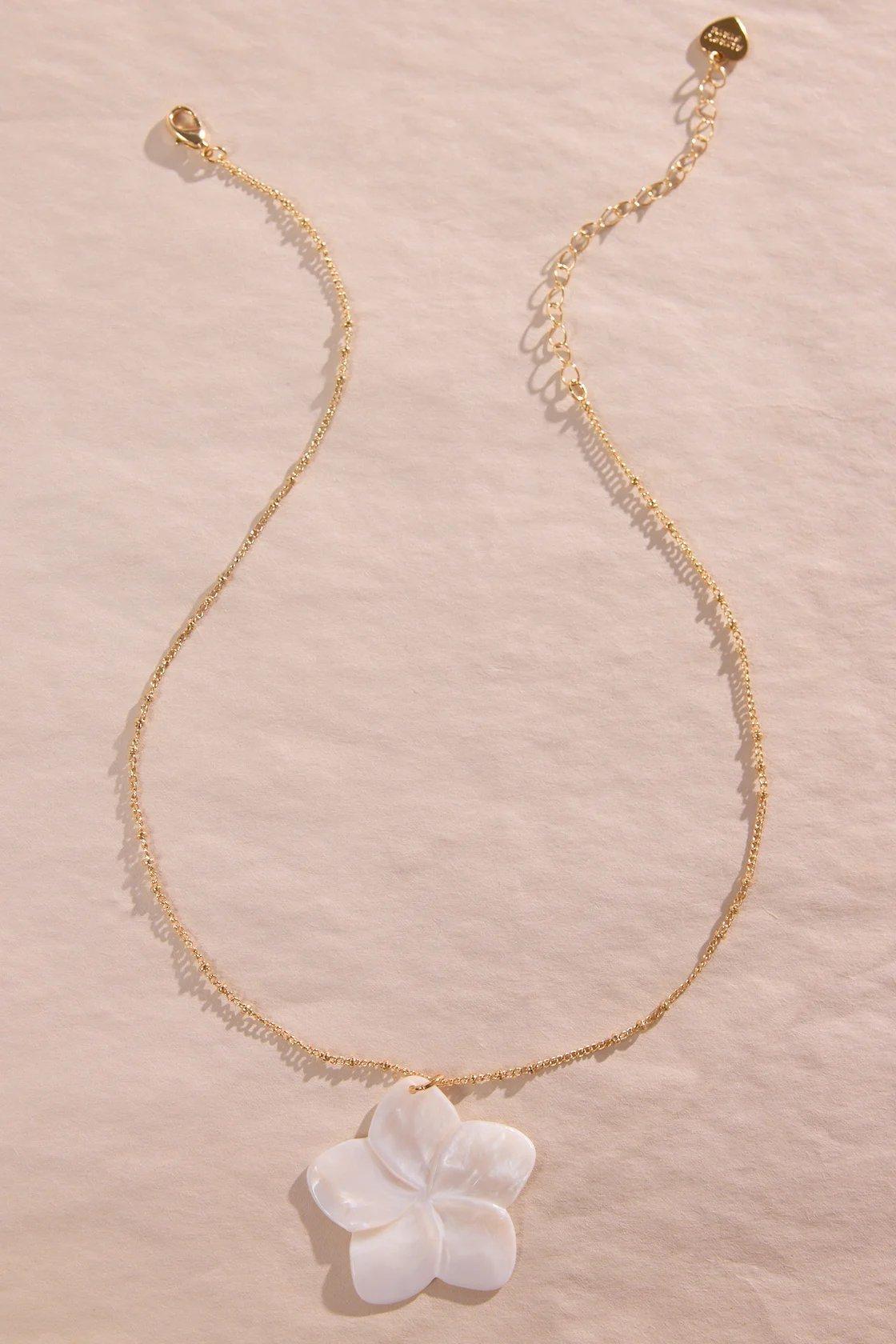 hibiscus flower statement necklace