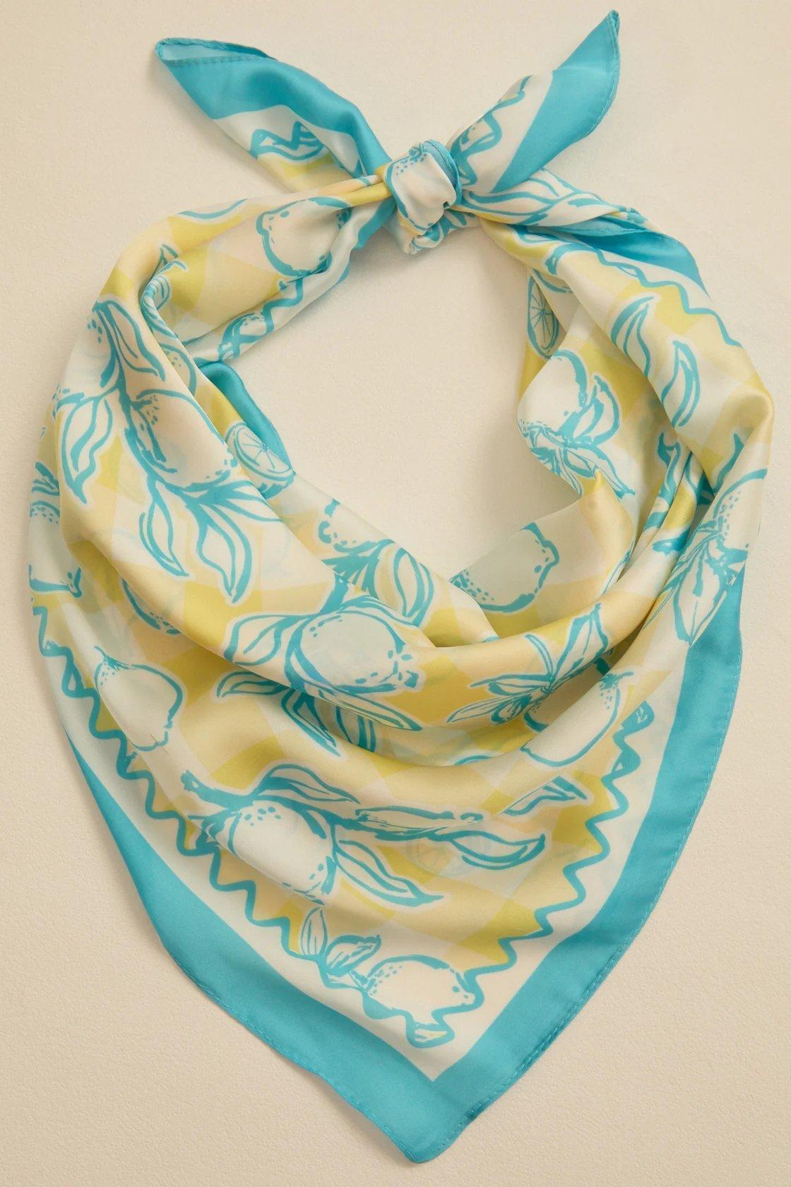 teal and yellow lemon scarf