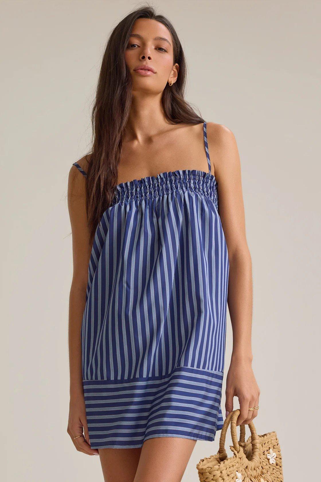 Striped casual mini dress