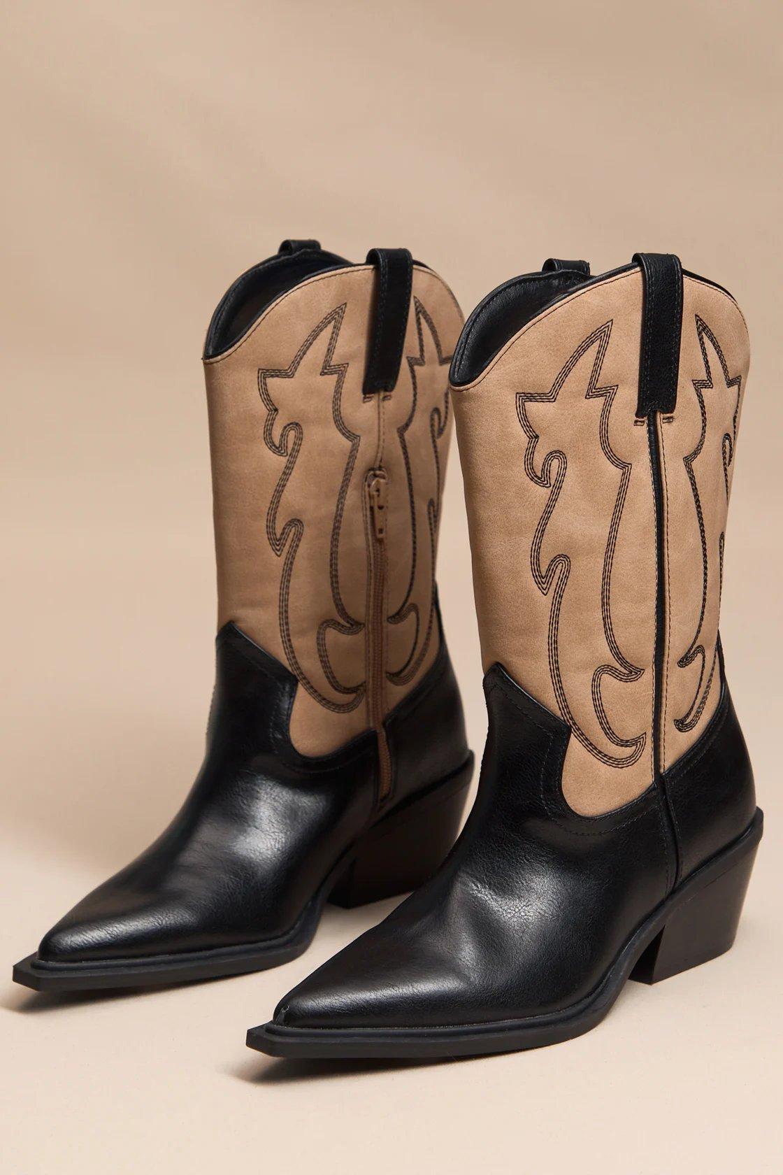 two toned western boot