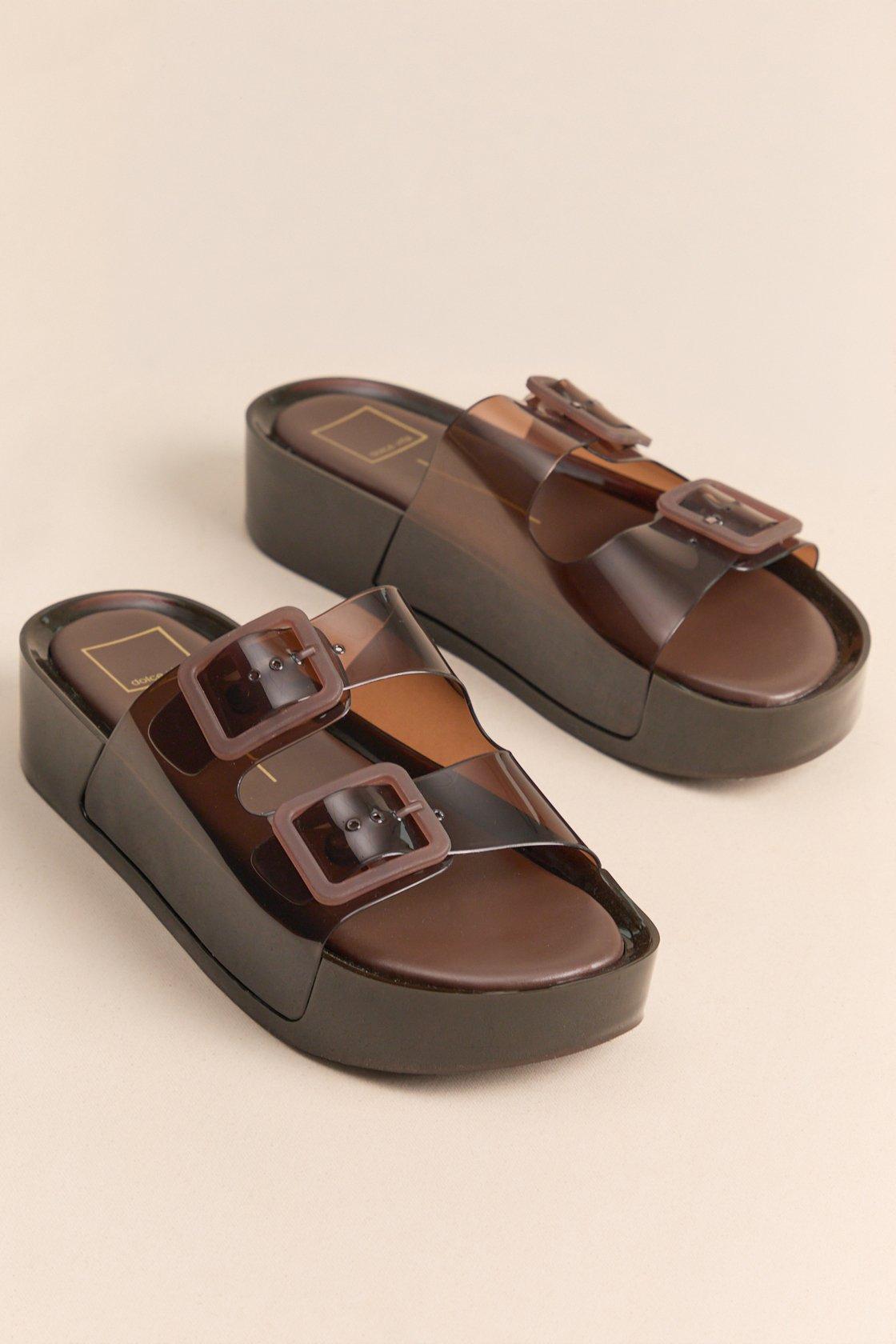 brown jelly platform sandels
