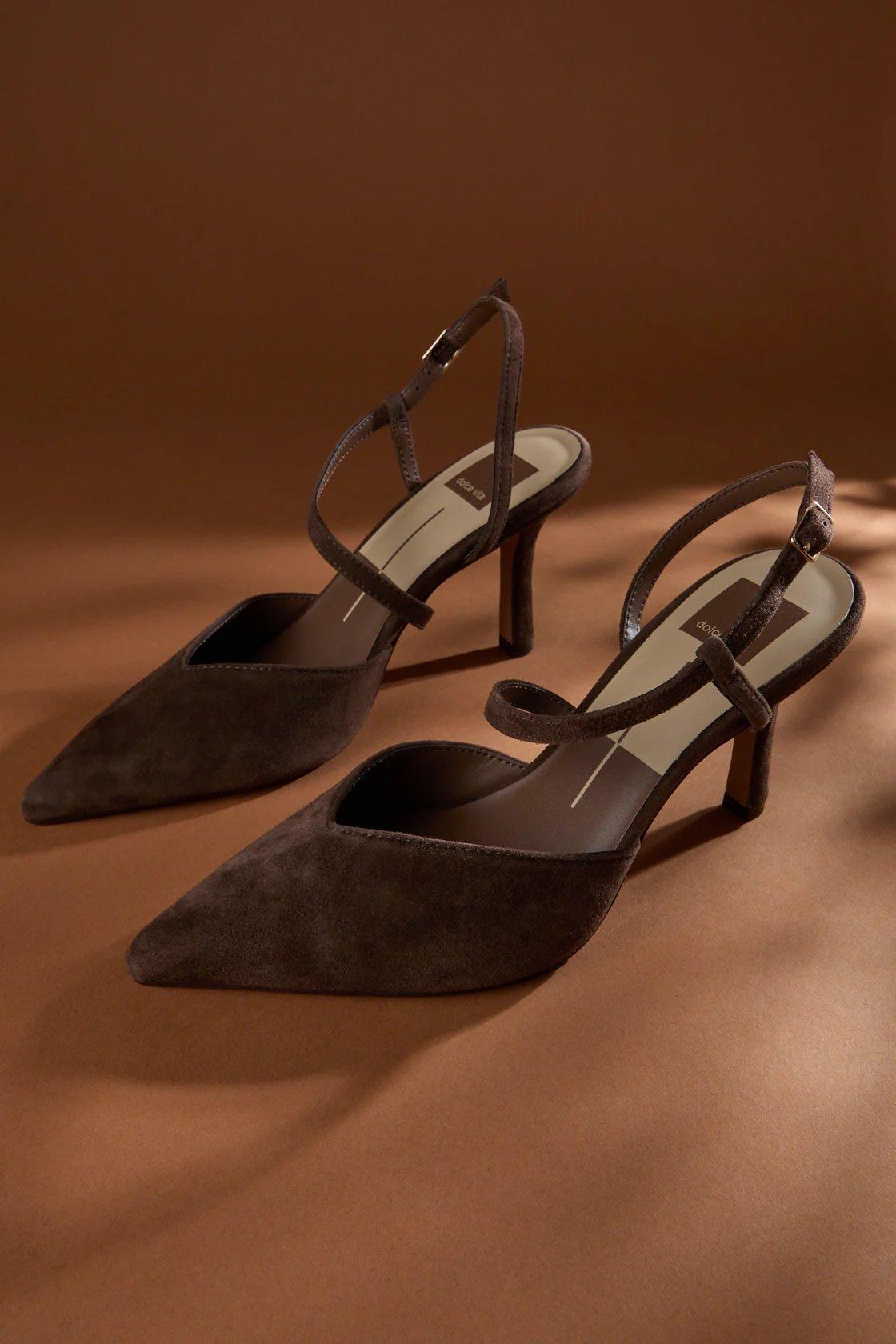 brown suede pumps