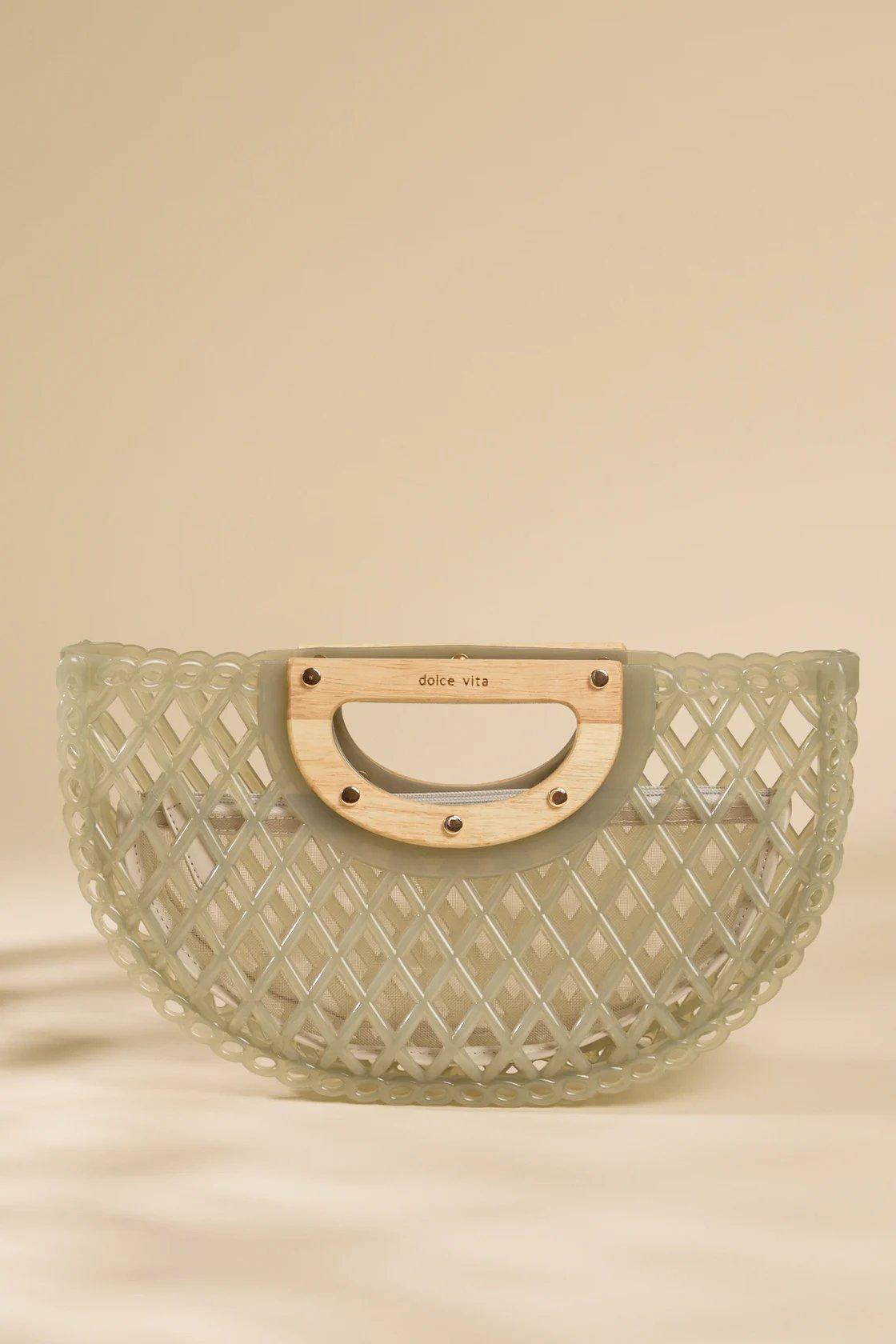 sea foam green jelly woven bag