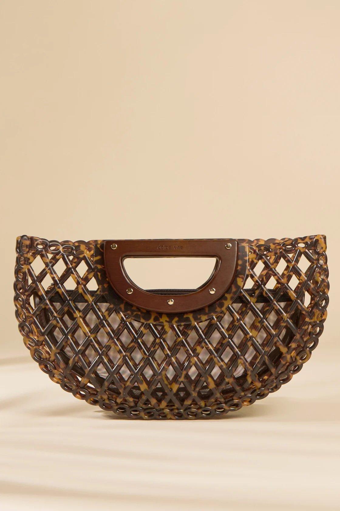 jelly woven brown clutch