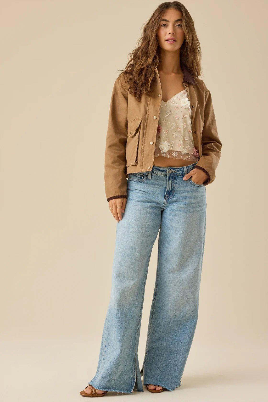 brown cropped barn jacket