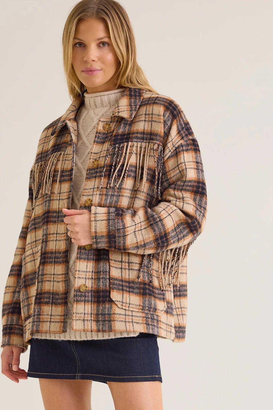 tan plaid wool jacket