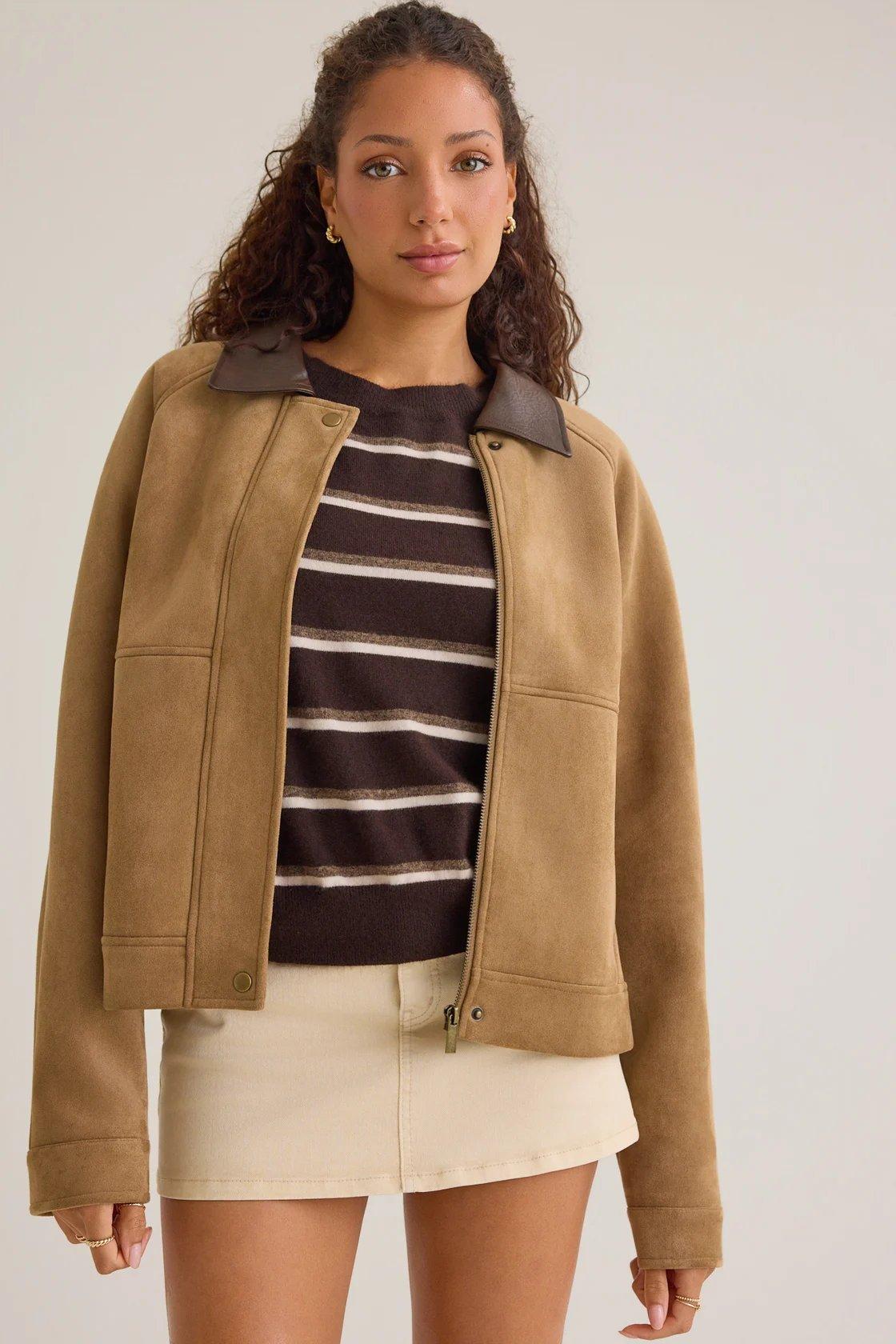 chestnut brown suede jacket