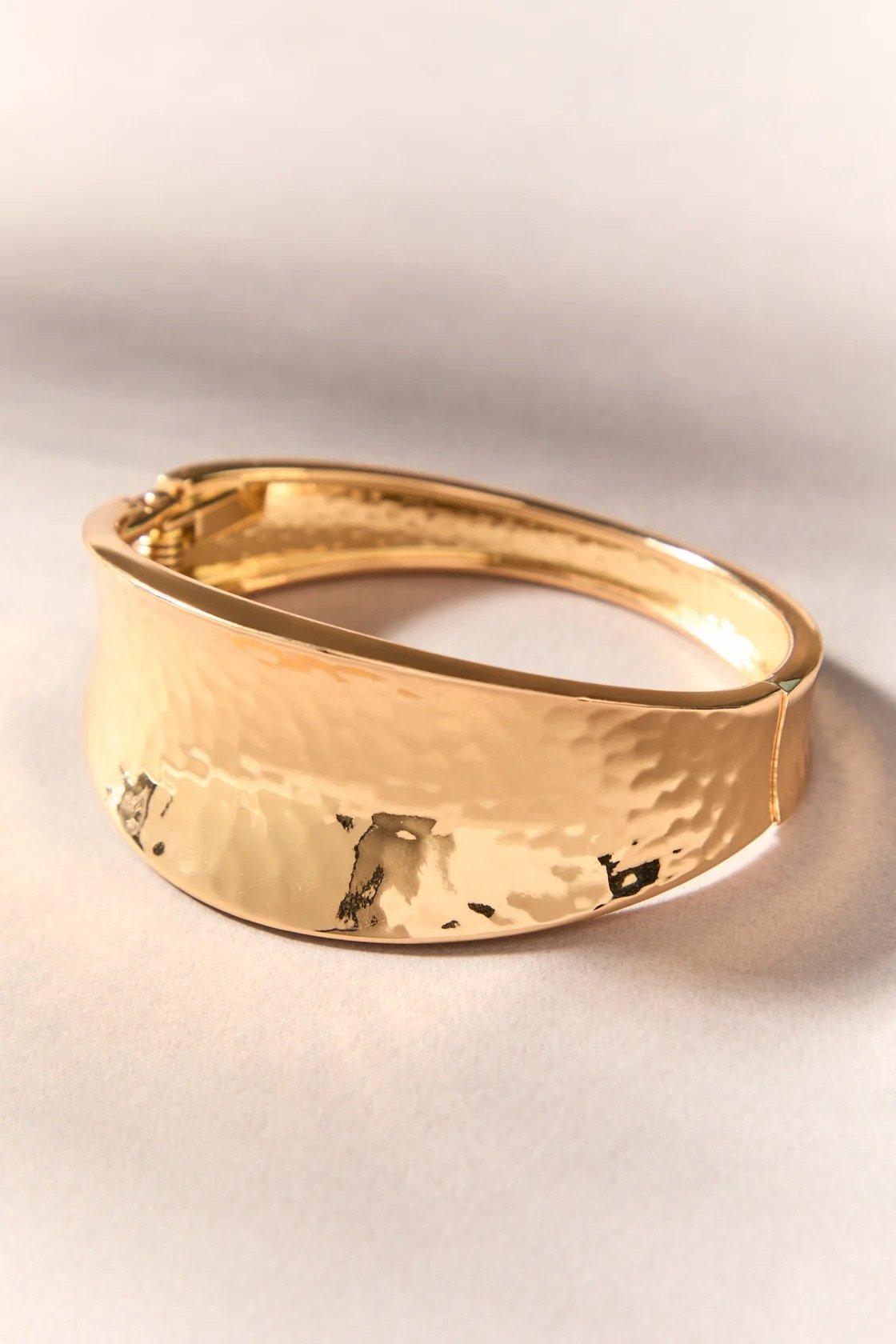 gold hammered hinge bracelet