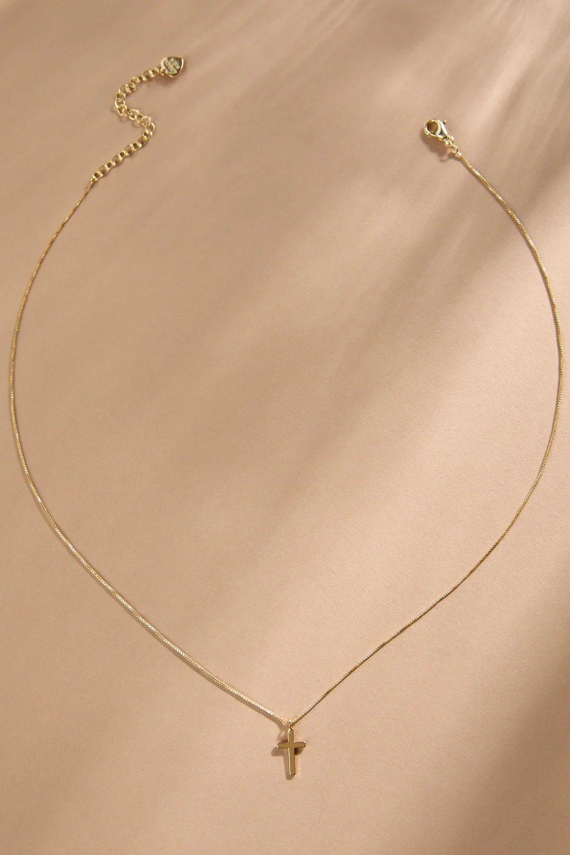 18k gold-plated cross charm necklace