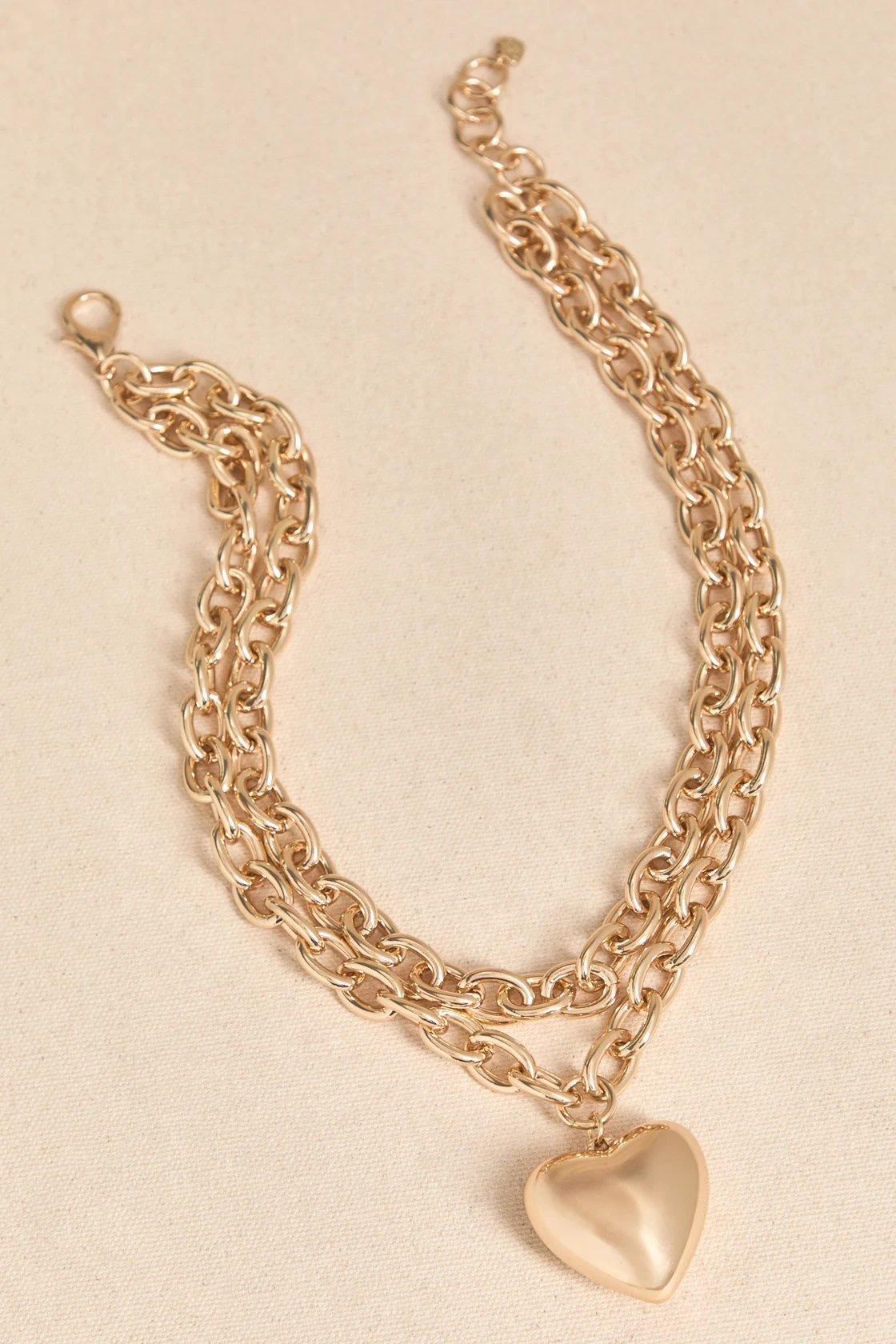 love heart gold chain necklace