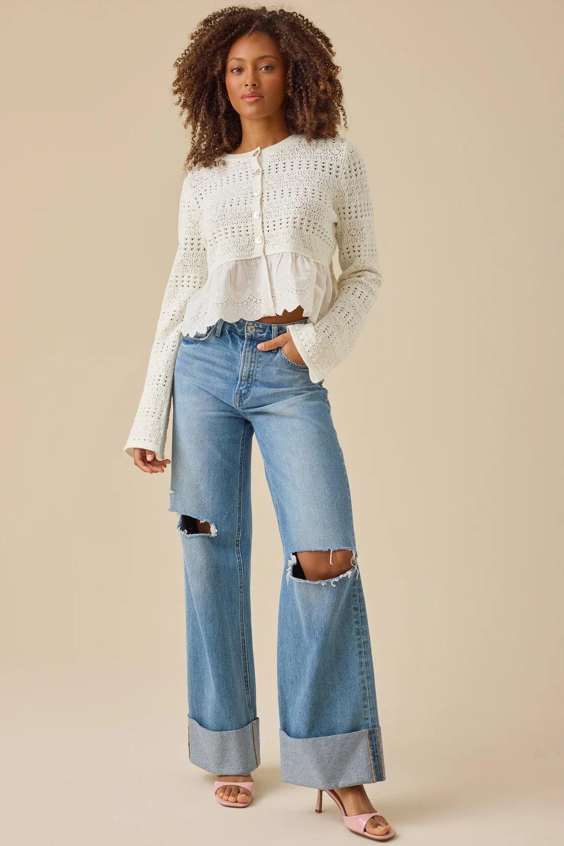 white peplum cardigan