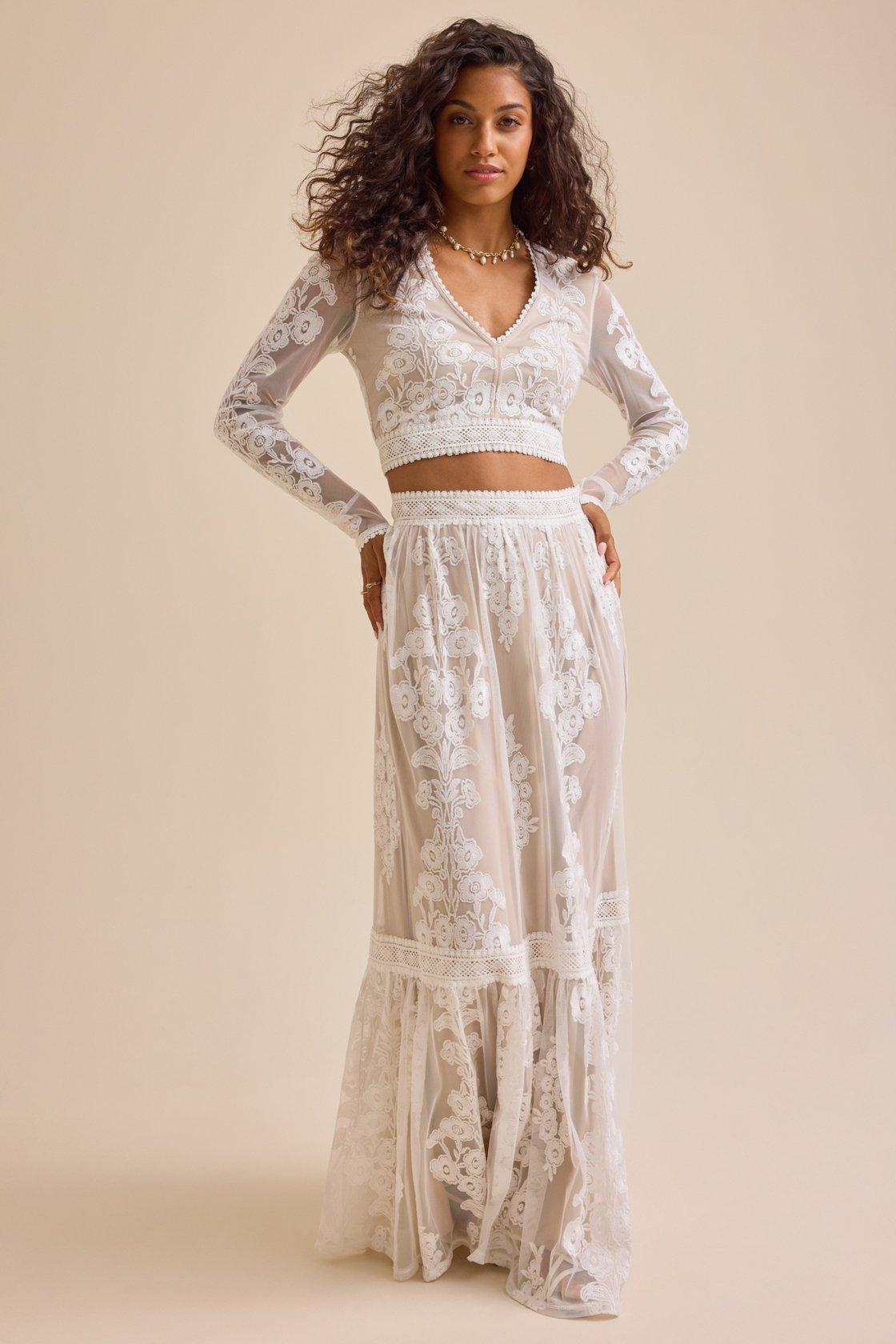 floral embroidered white top