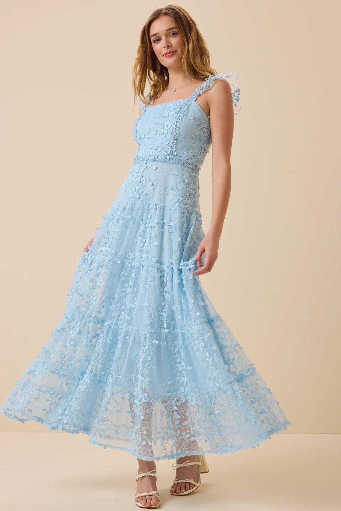 light blue floral maxi dress