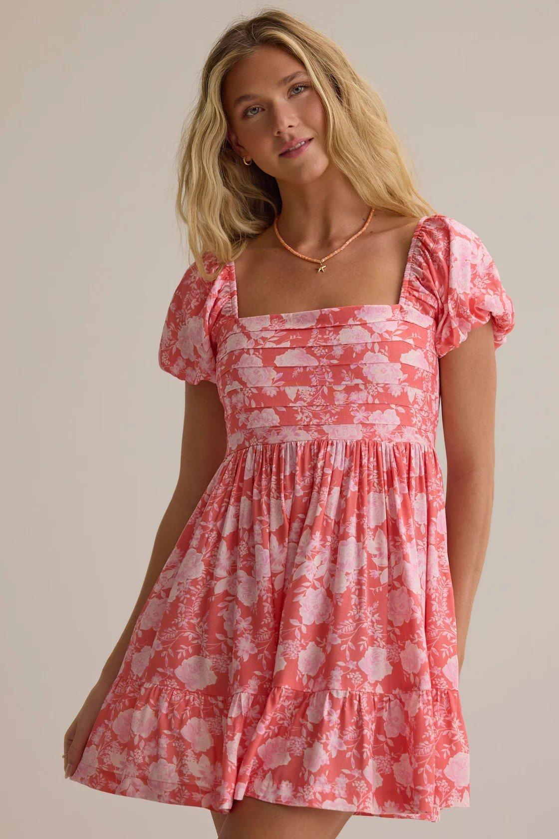Mini floral sundress with puff sleeves