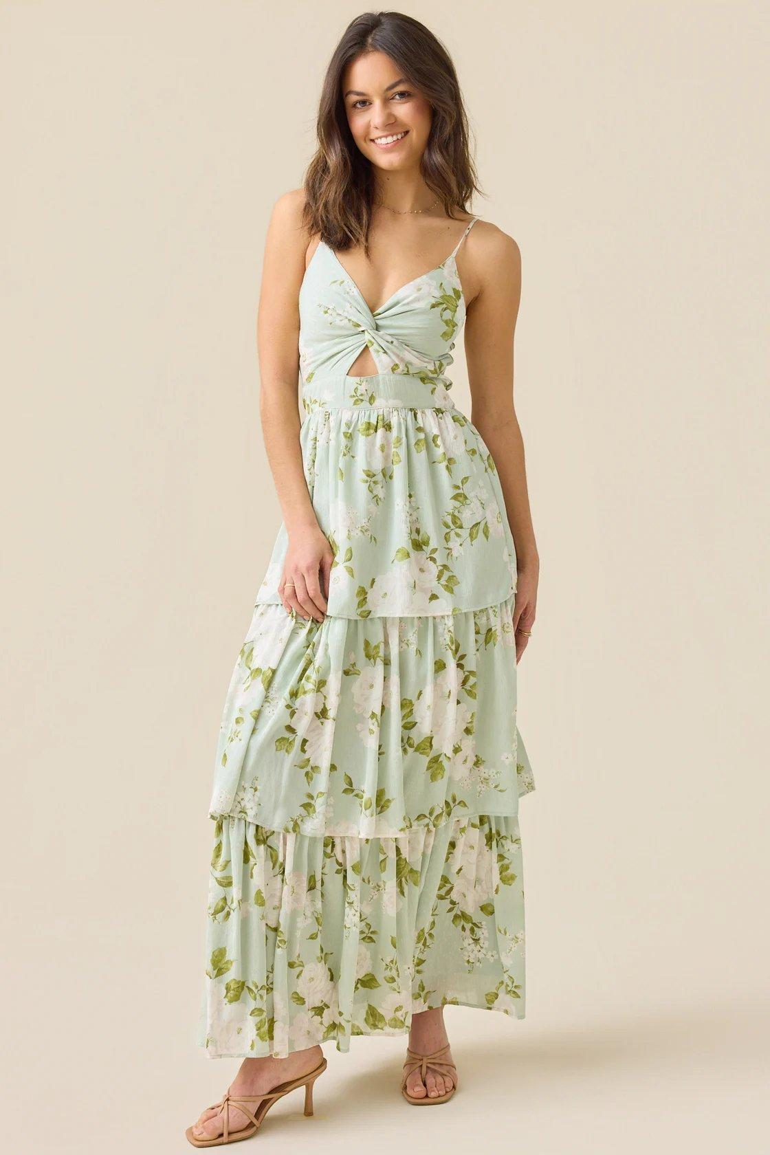 sage green floral maxi dress