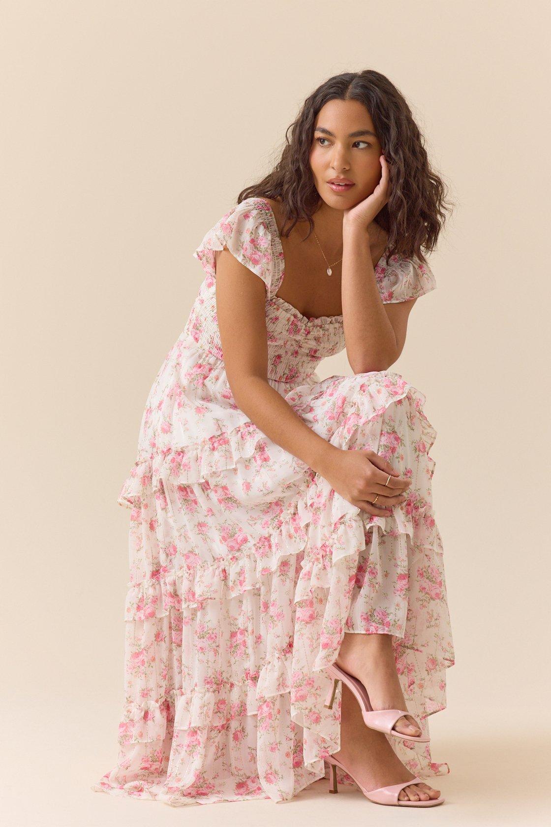 maxi dress with pink flowers