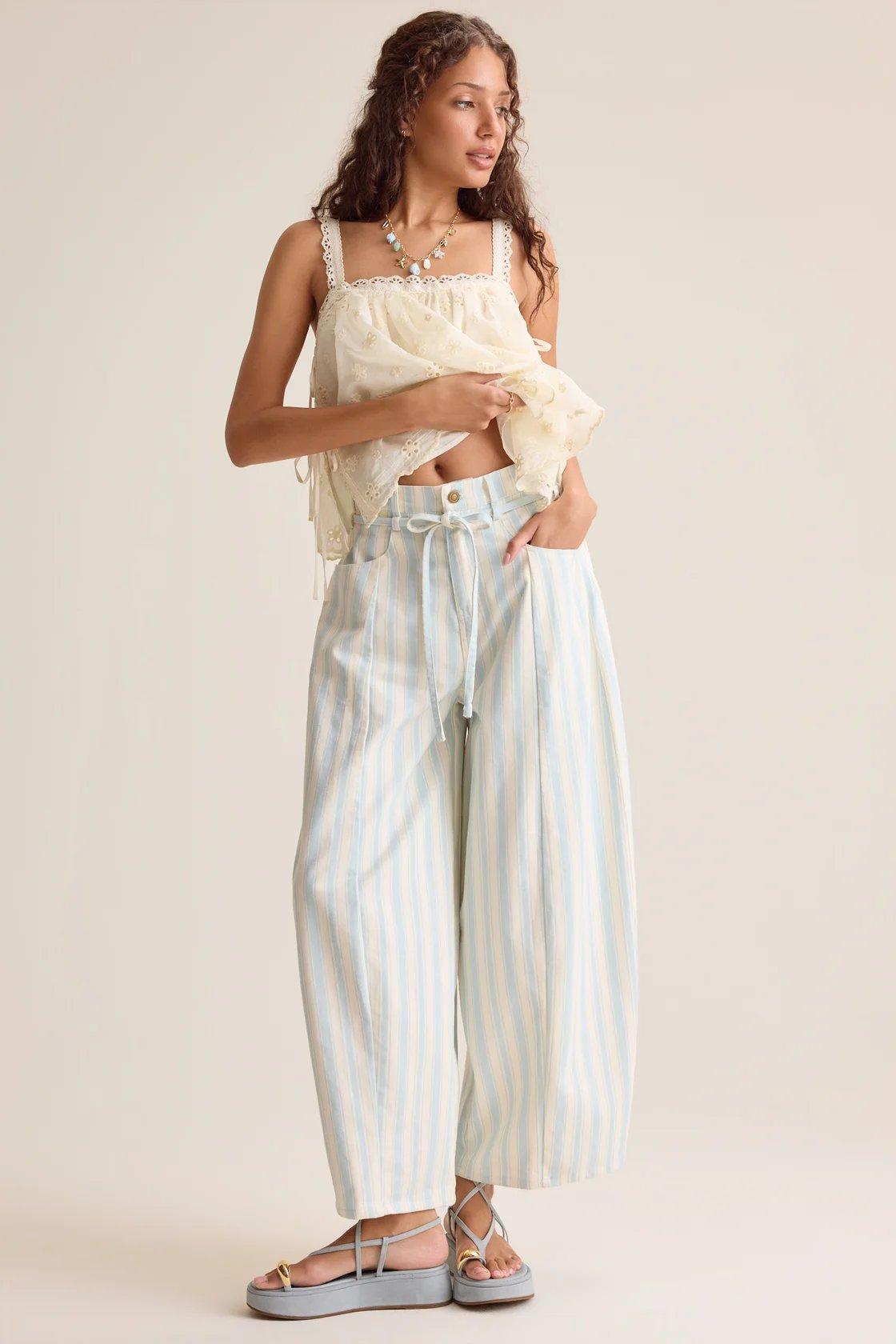 light blue striped pants
