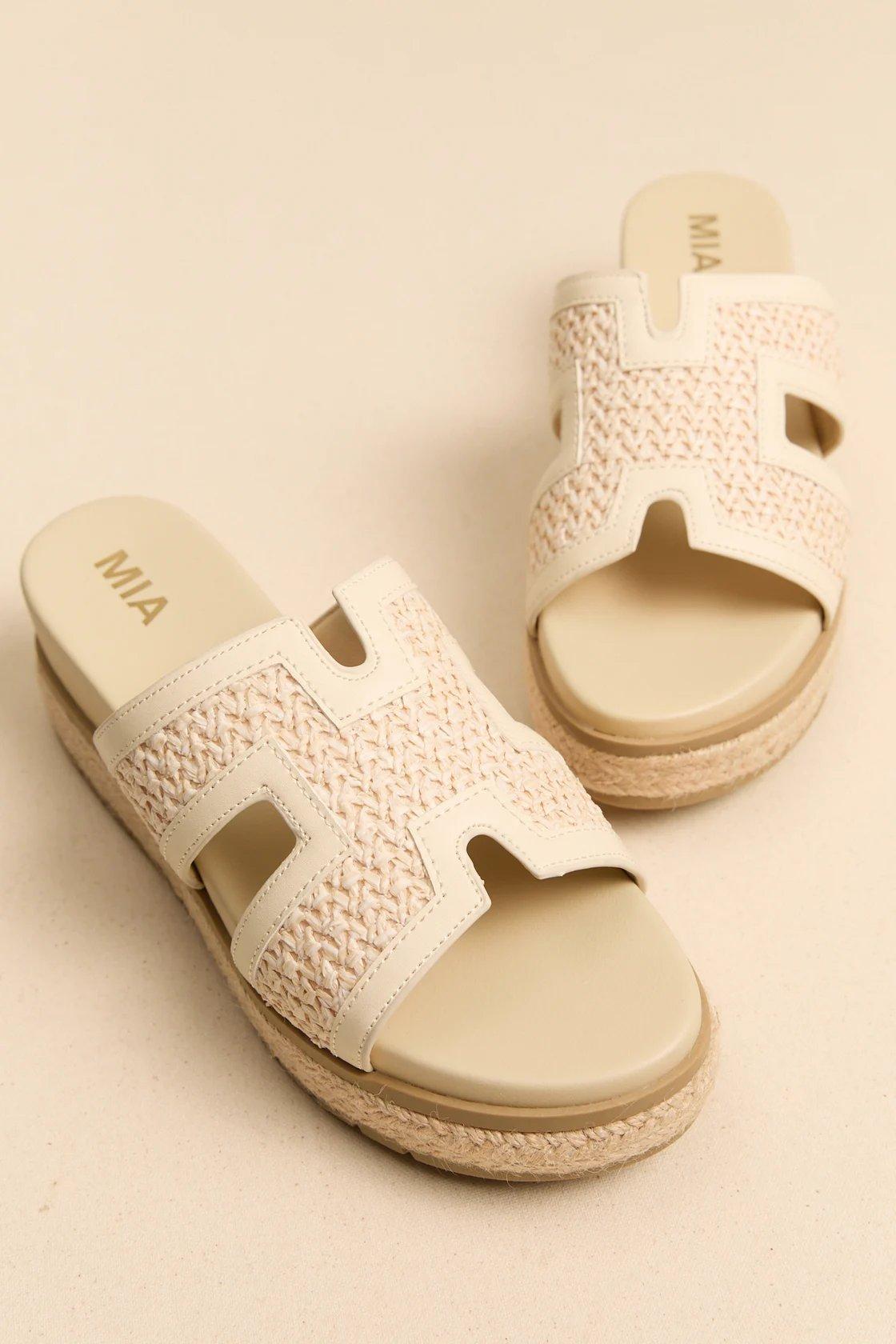 cream woven H sandal 