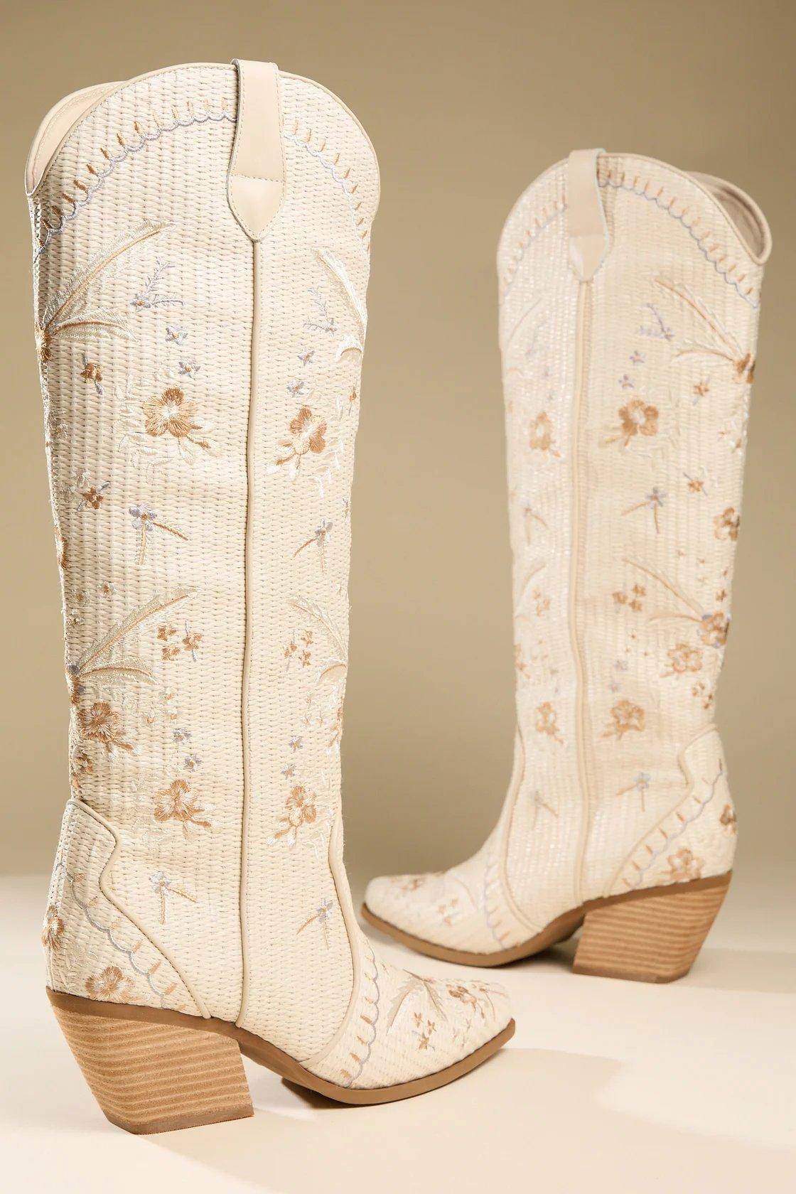 floral white western boots