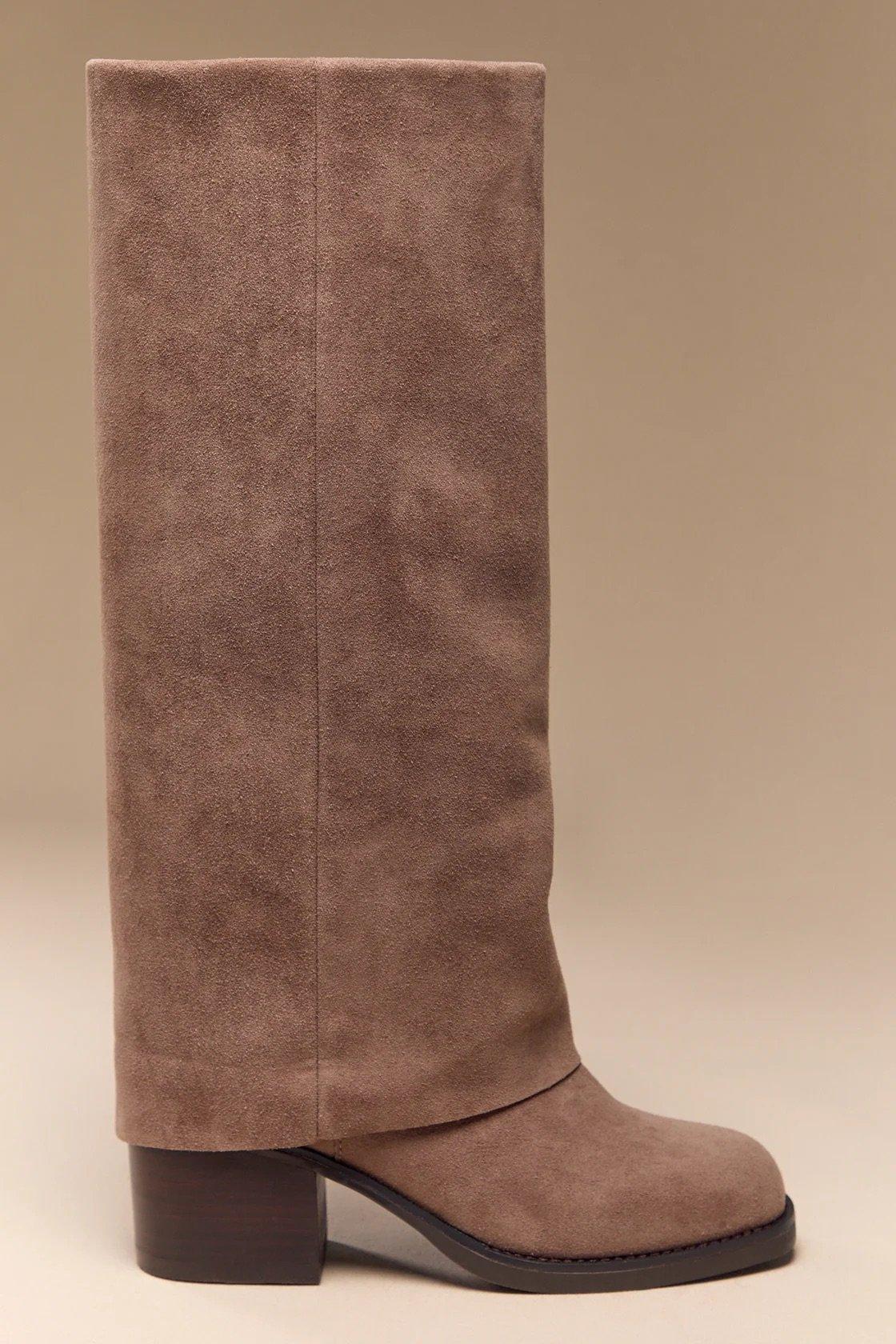 taupe fold over boots