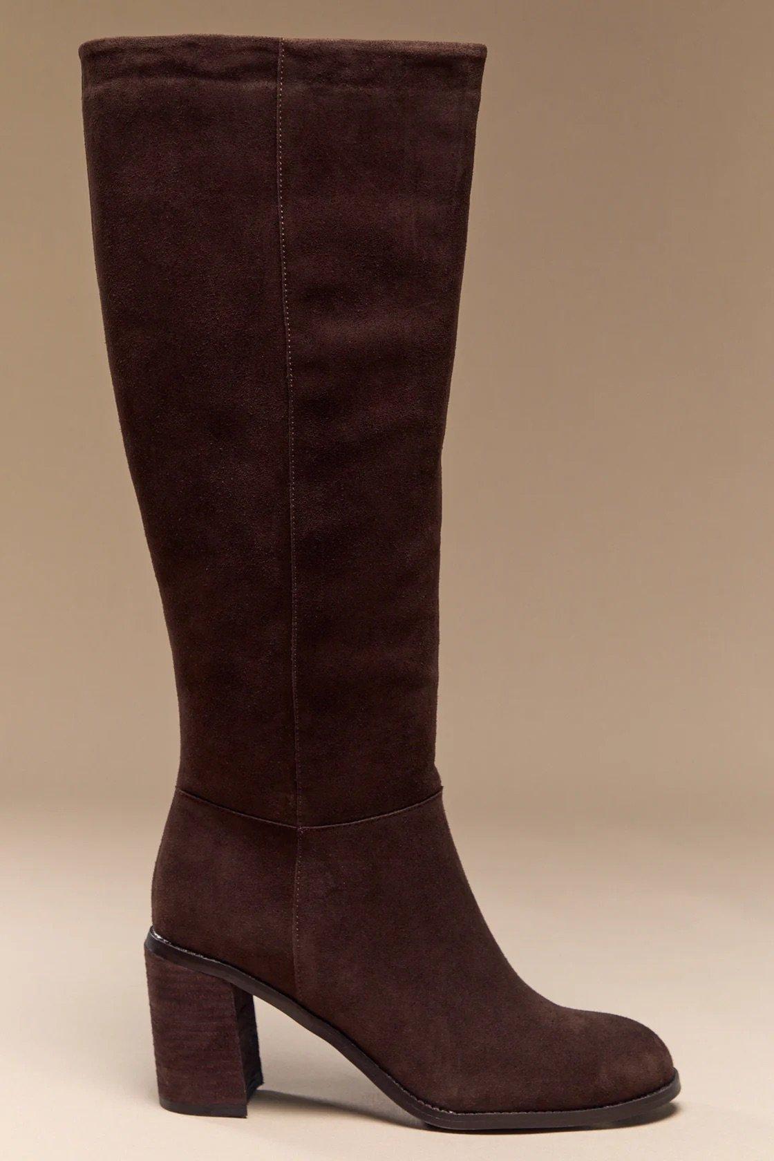 tall brown heeled boot