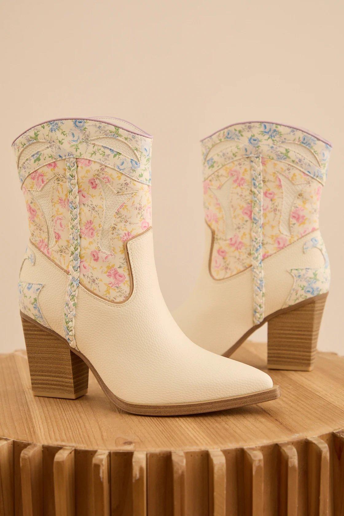 white floral western boots