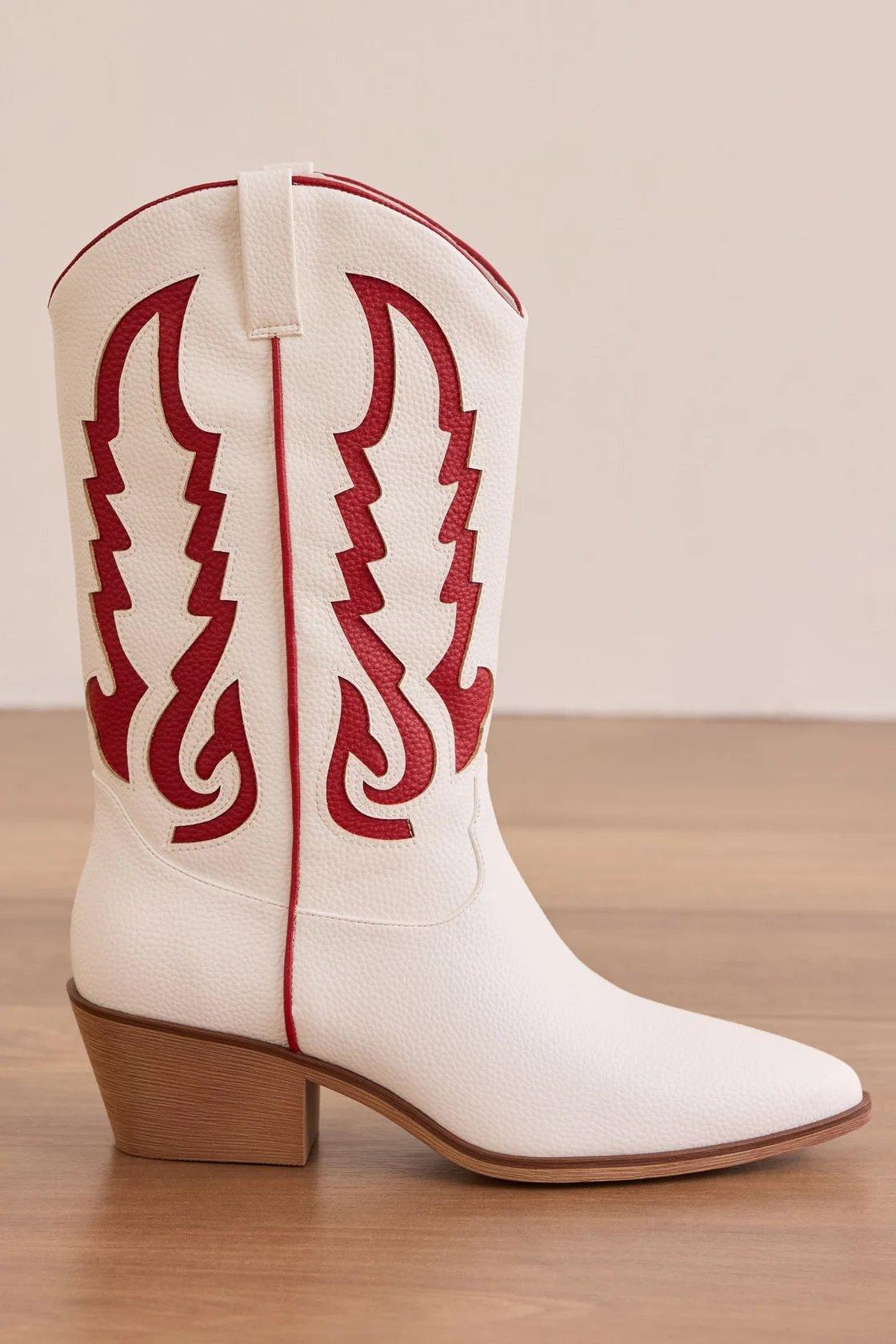 white western boots with red detailing