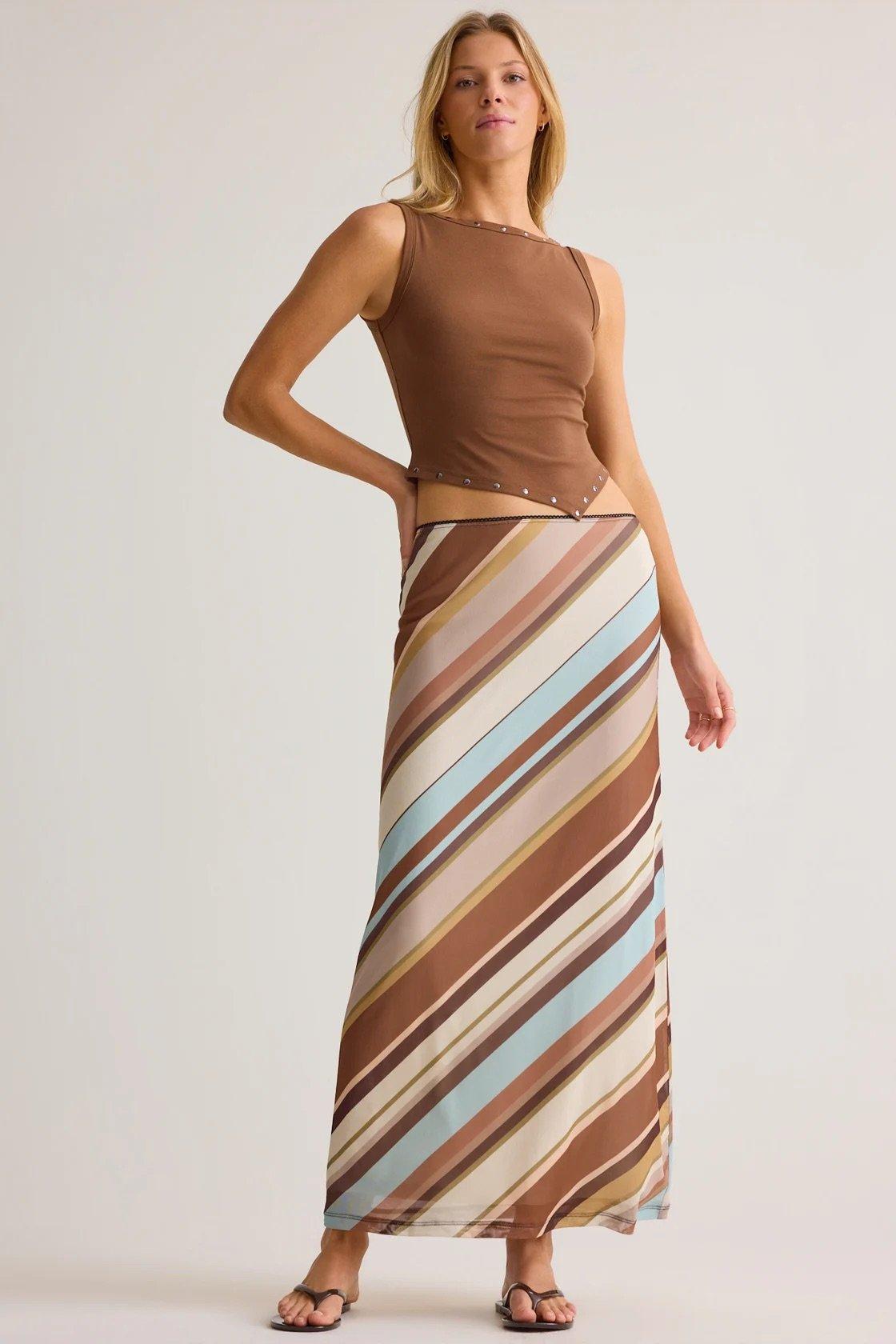 striped multi color midi skirt 