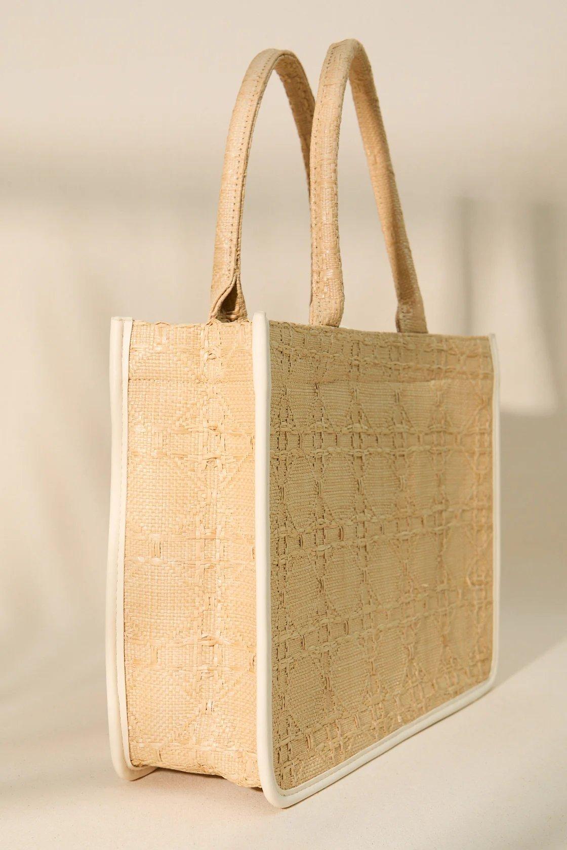 natural colored woven tote bag