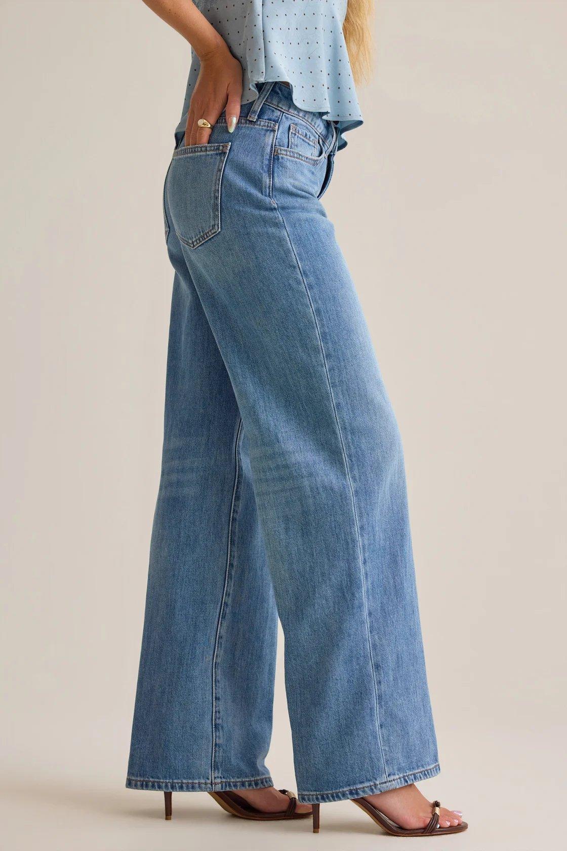 straight leg medium wash jeans