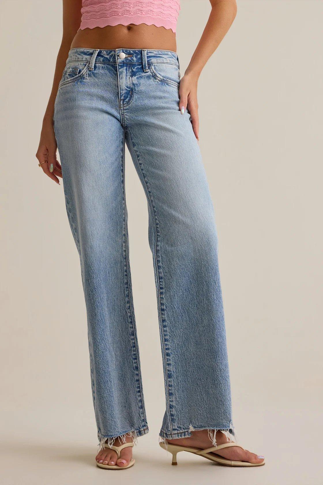 low rise light wash jeans