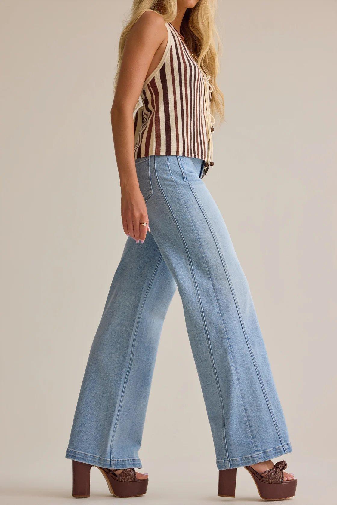 light wash high rise wide leg jeans