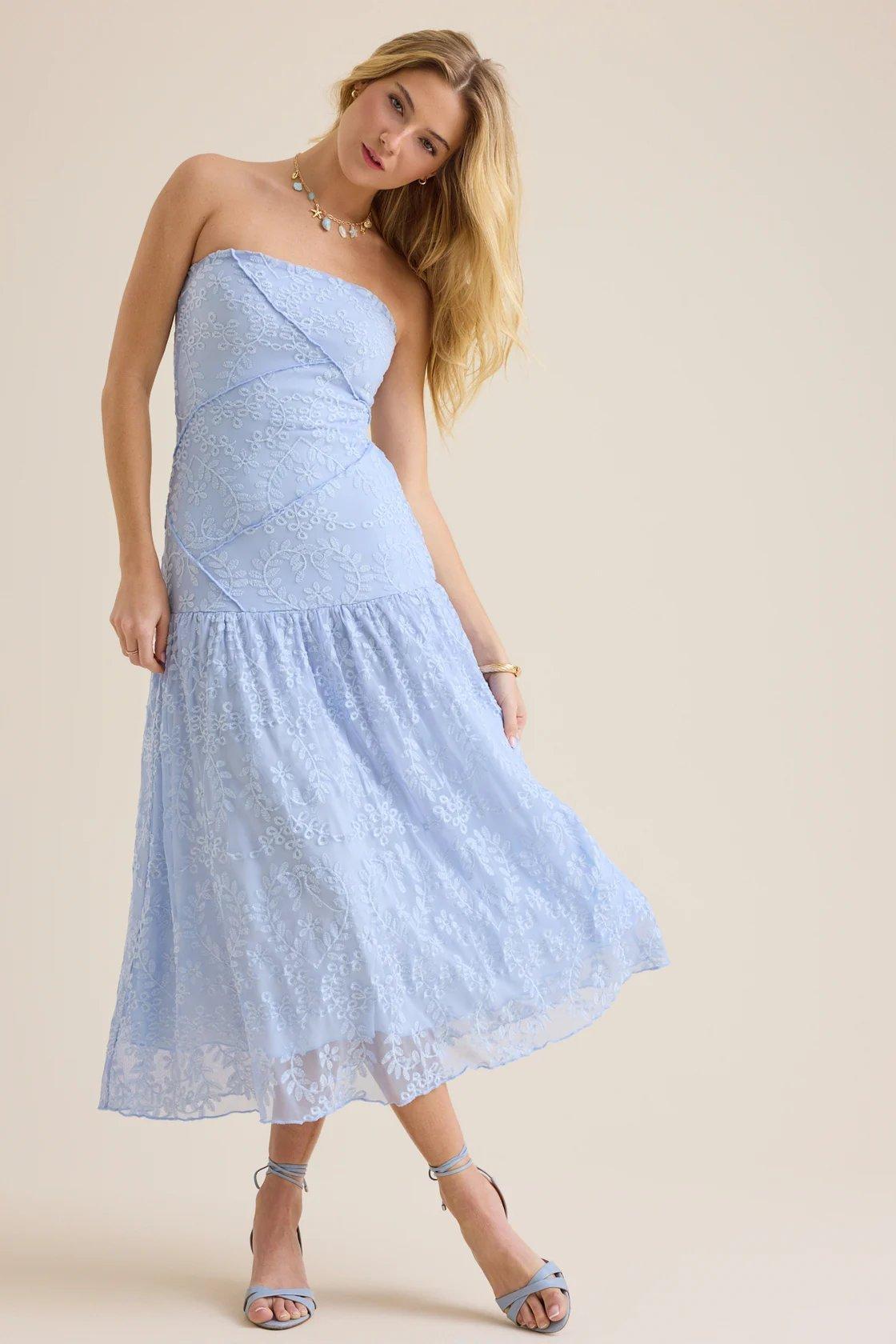 light blue mesh maxi dress