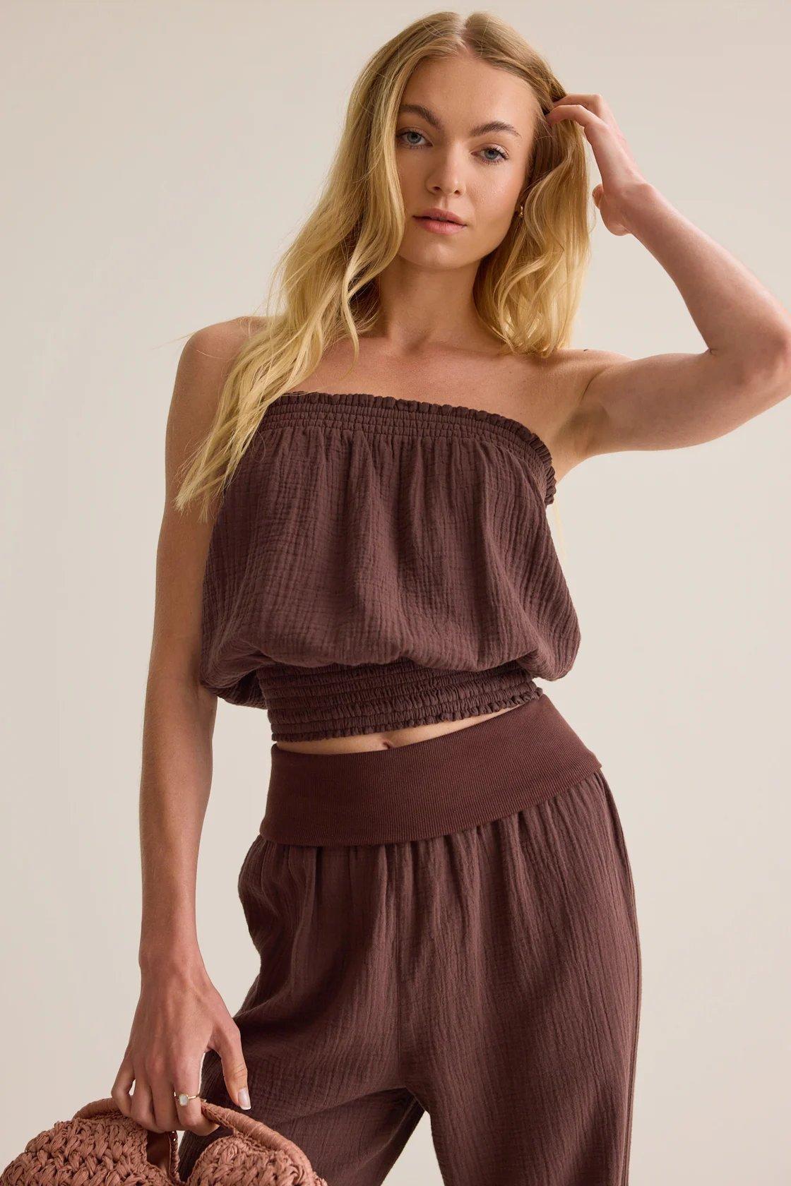 chocolate brown tube top