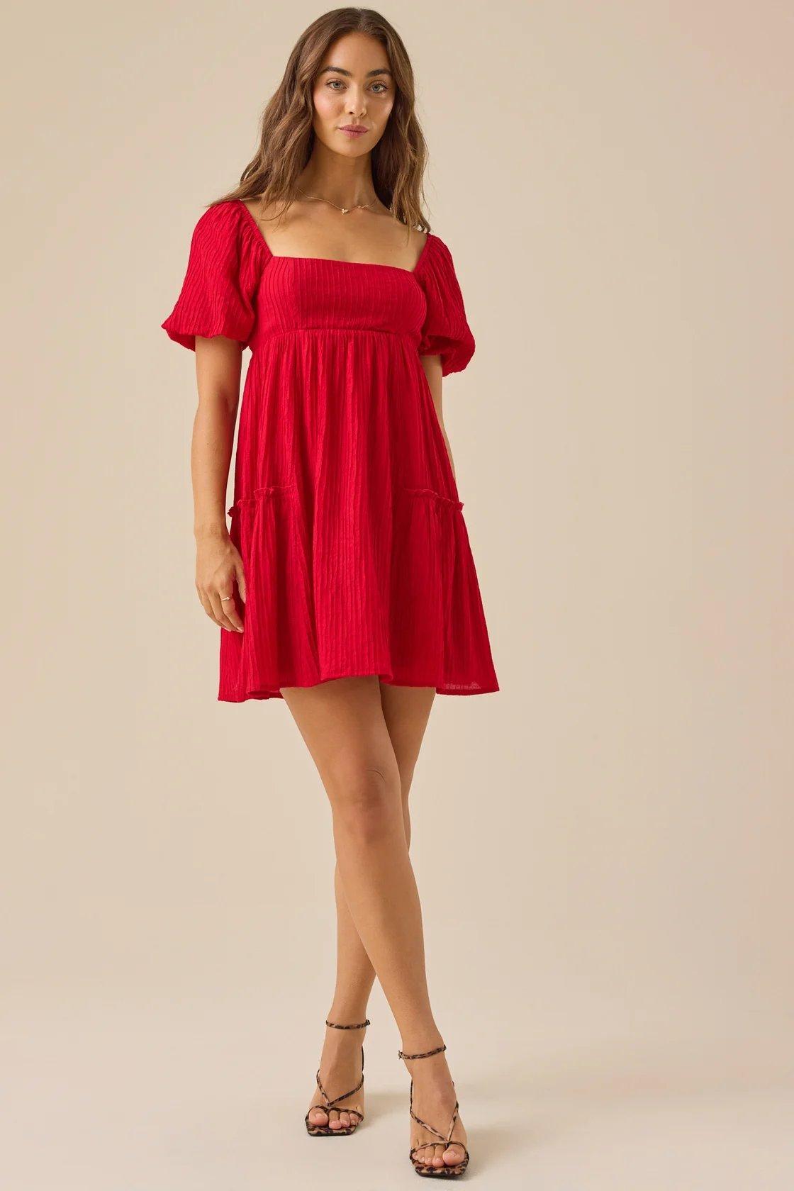 red mini dress