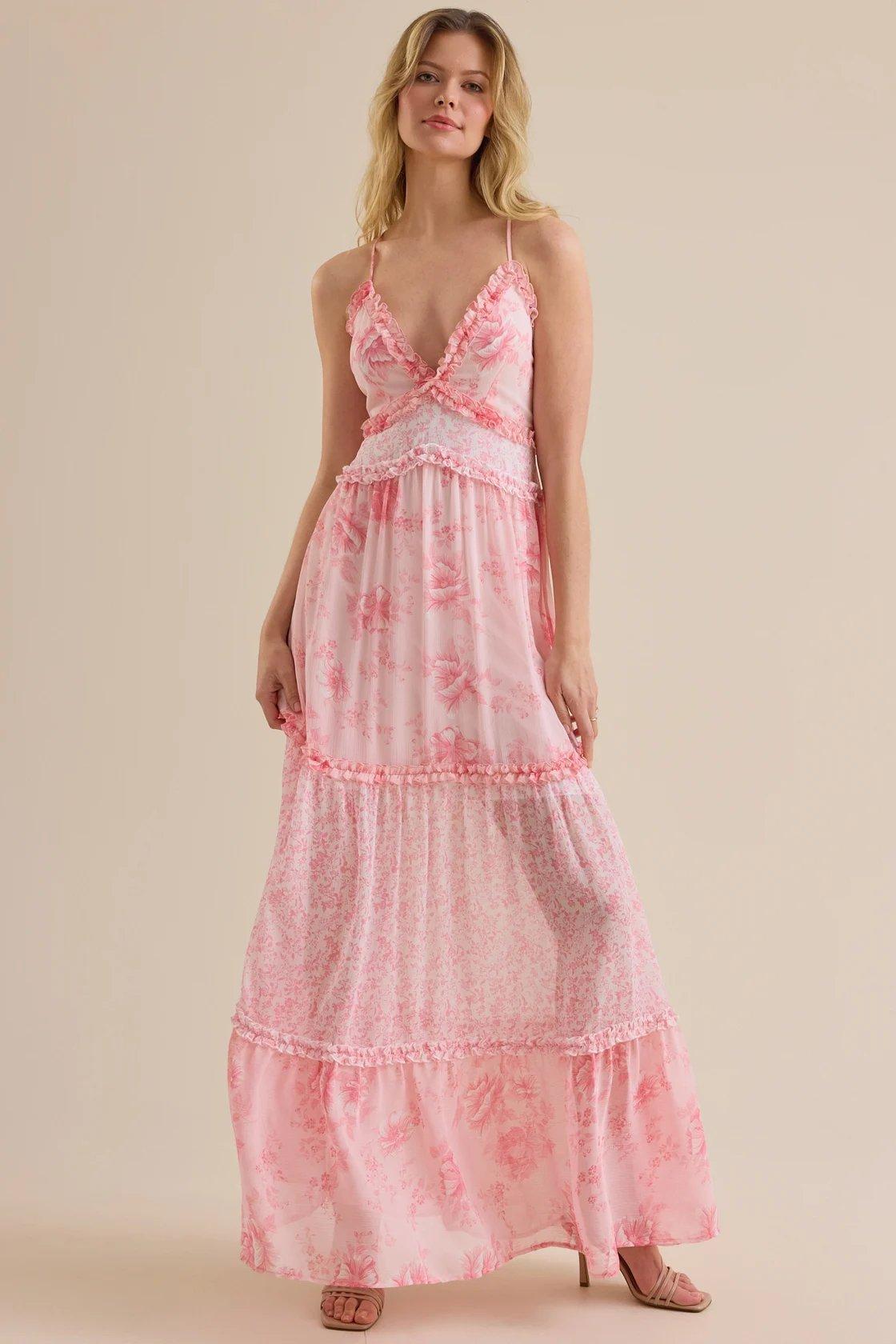 pink sleeveless maxi dress