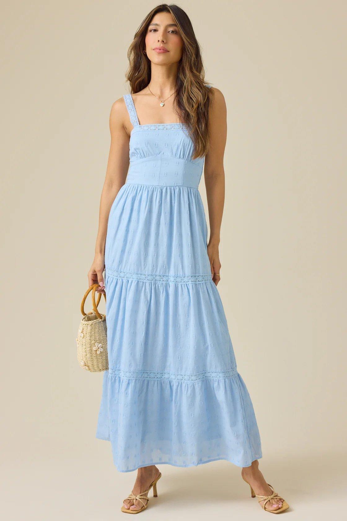 light blue tiered maxi dress