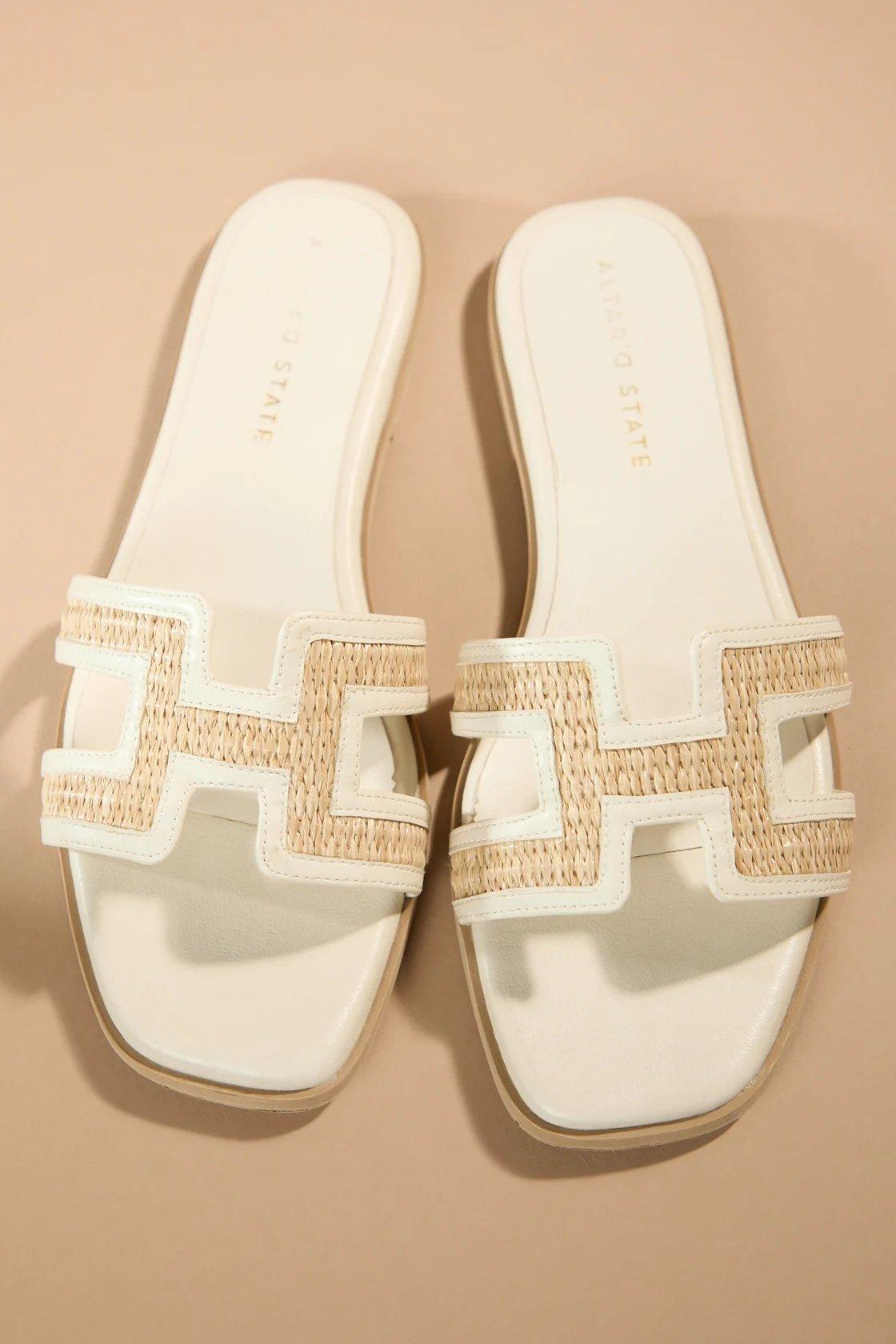 white h-band sandals