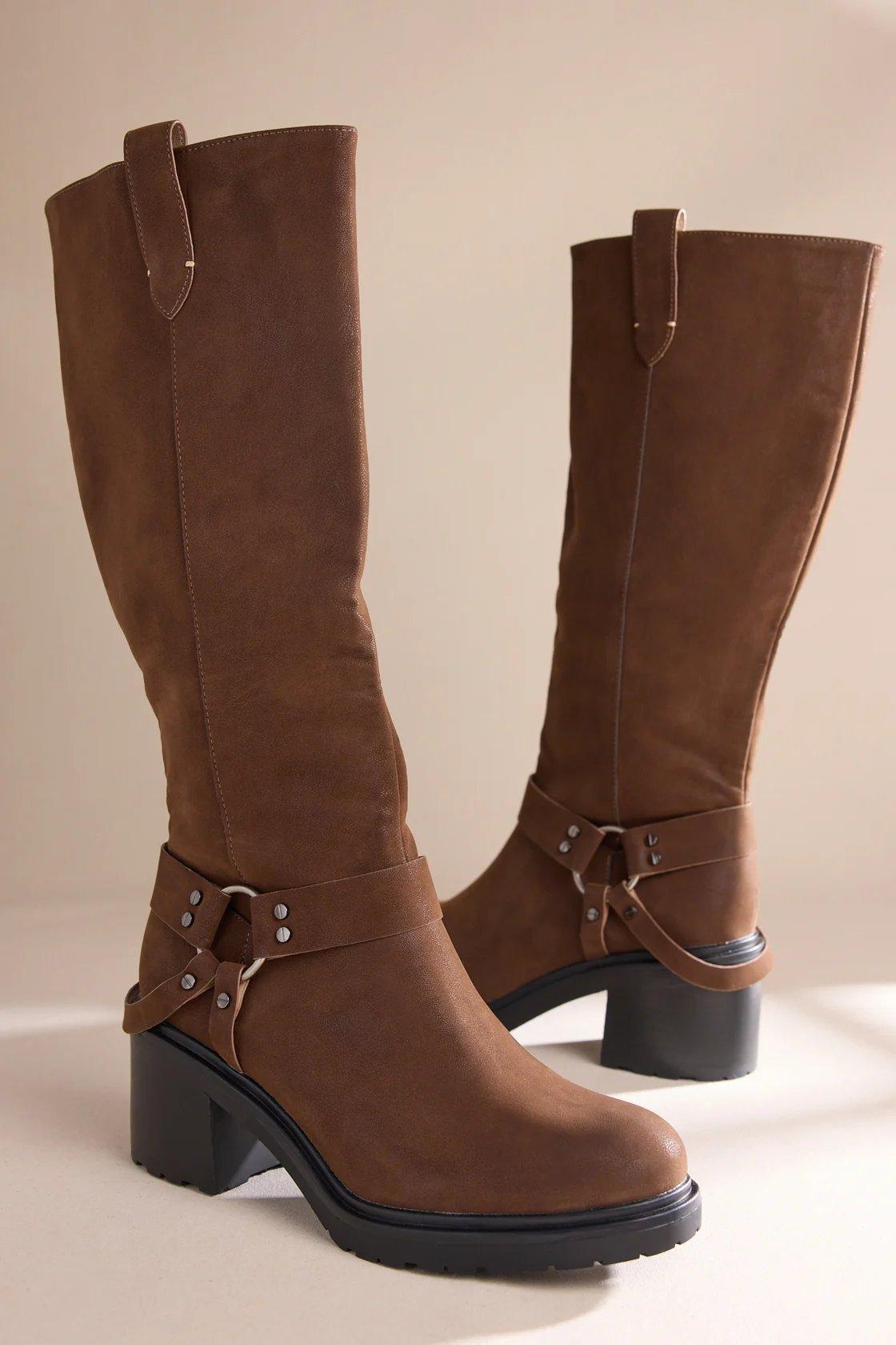 brown moto boots