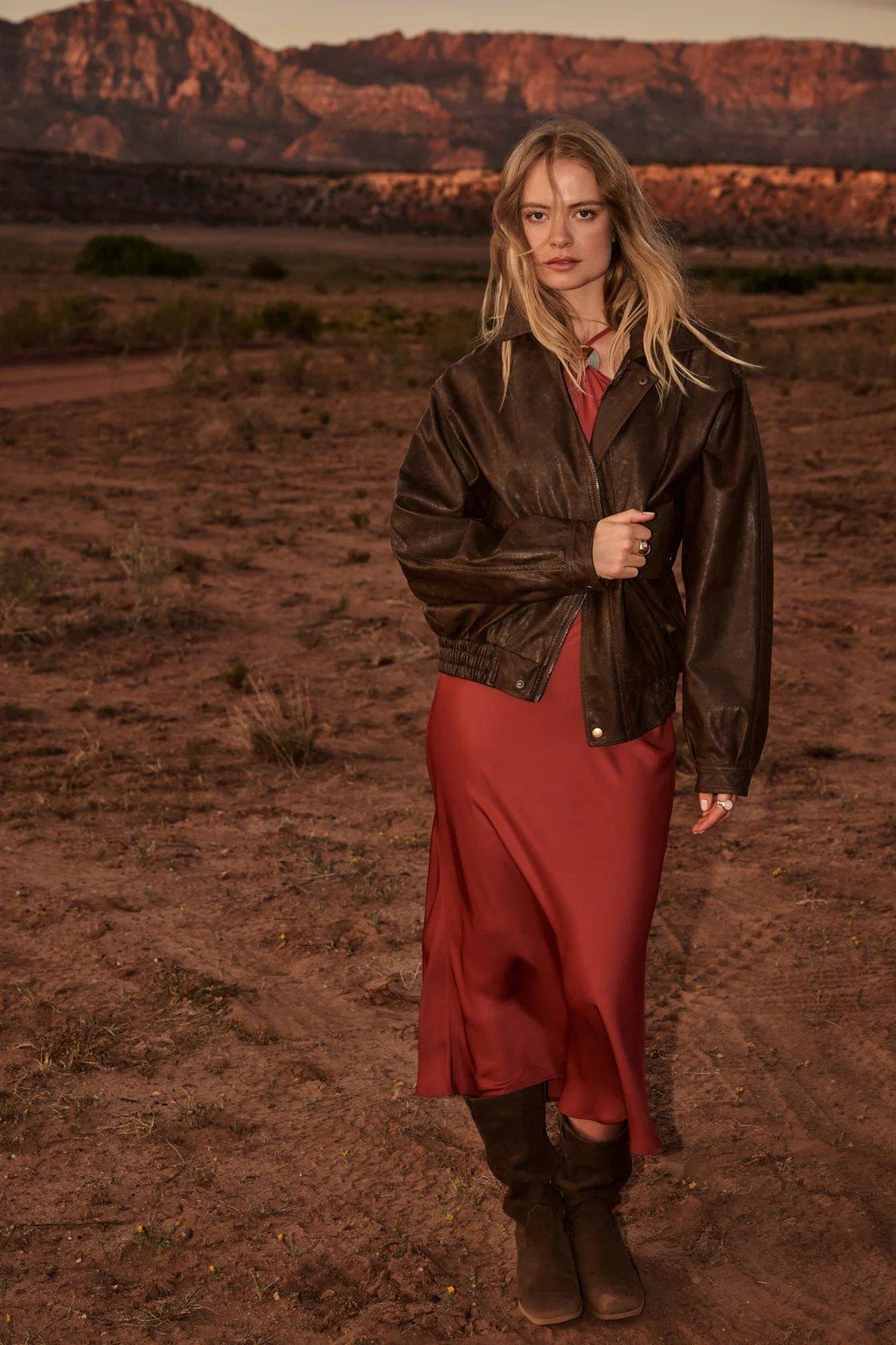 brown leather bomber jacket