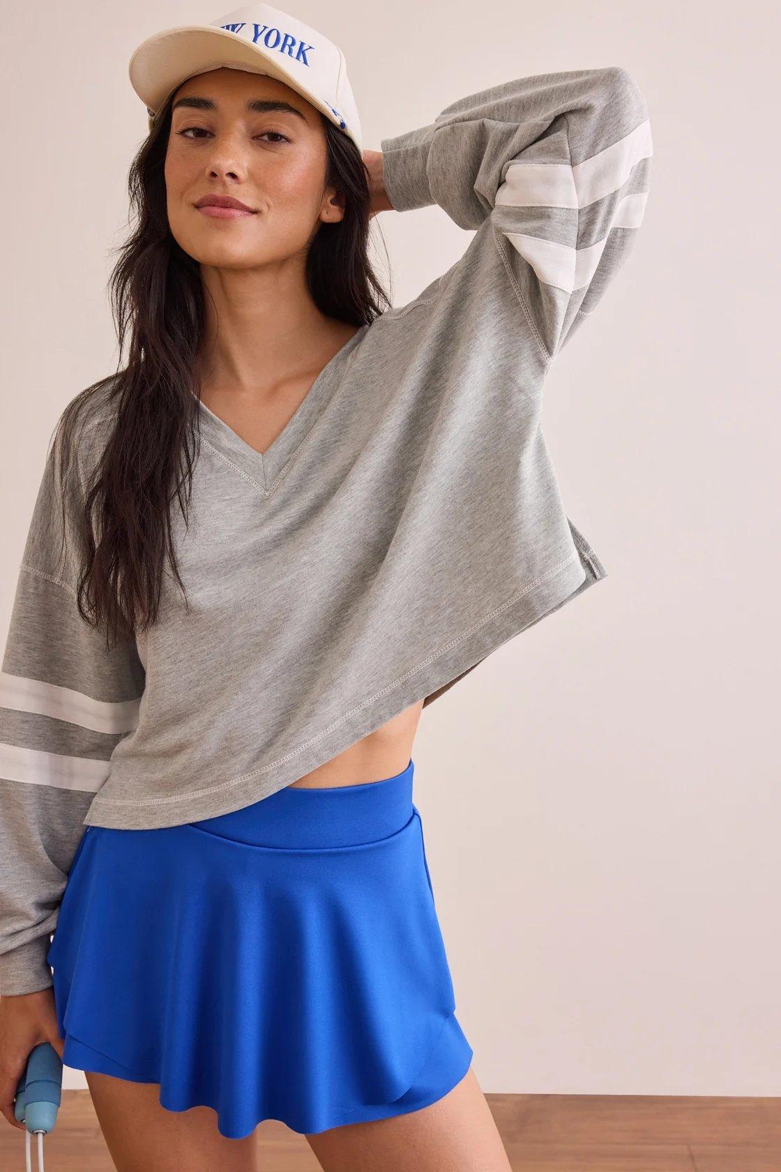 Royal blue ruffle mini skort