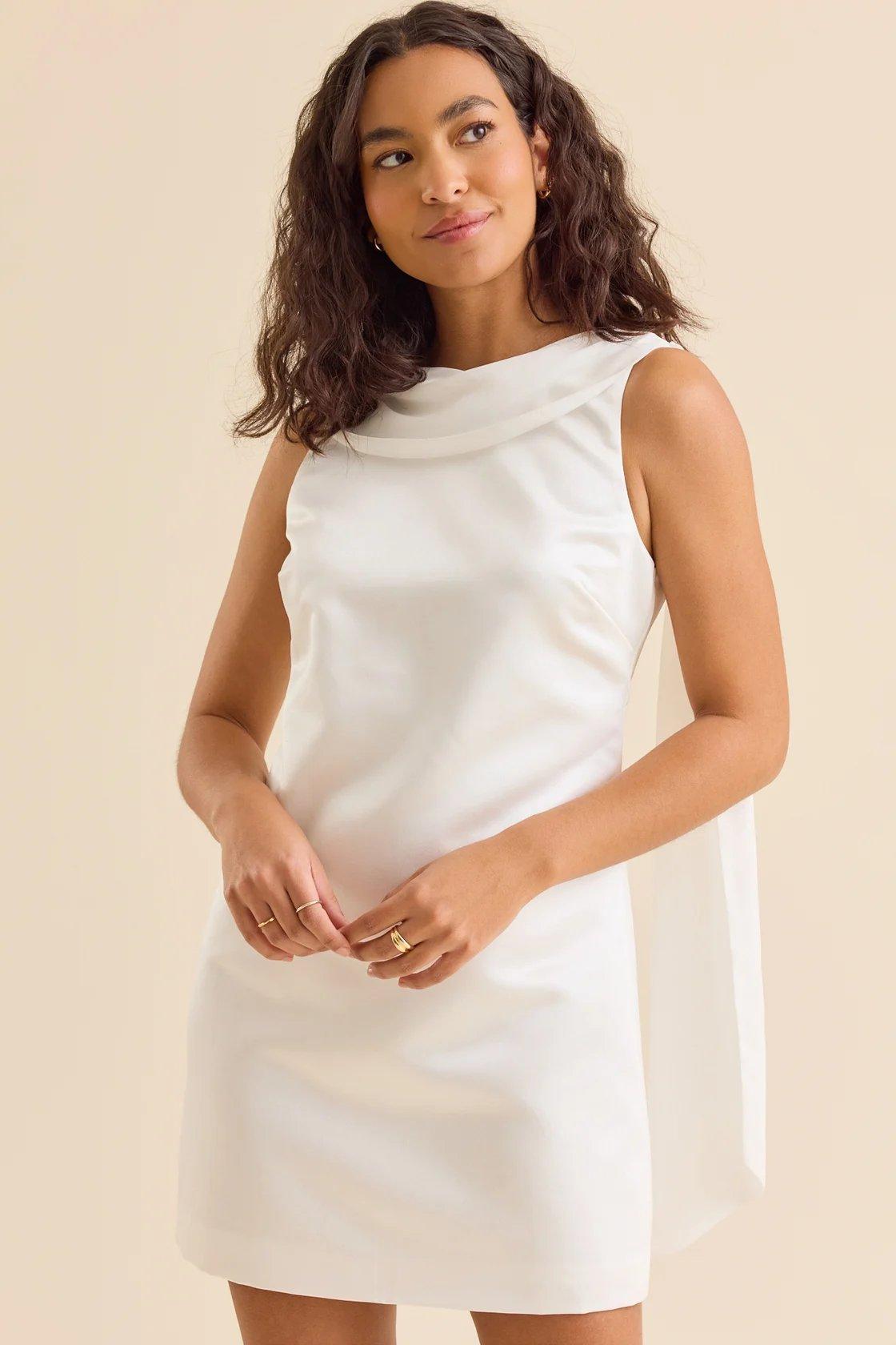 white satin mini dress