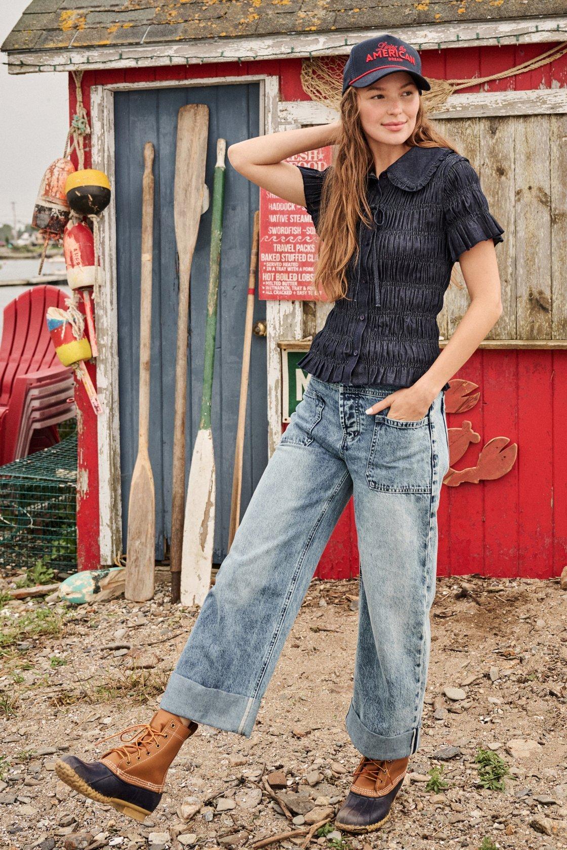 medium wash utility jeans