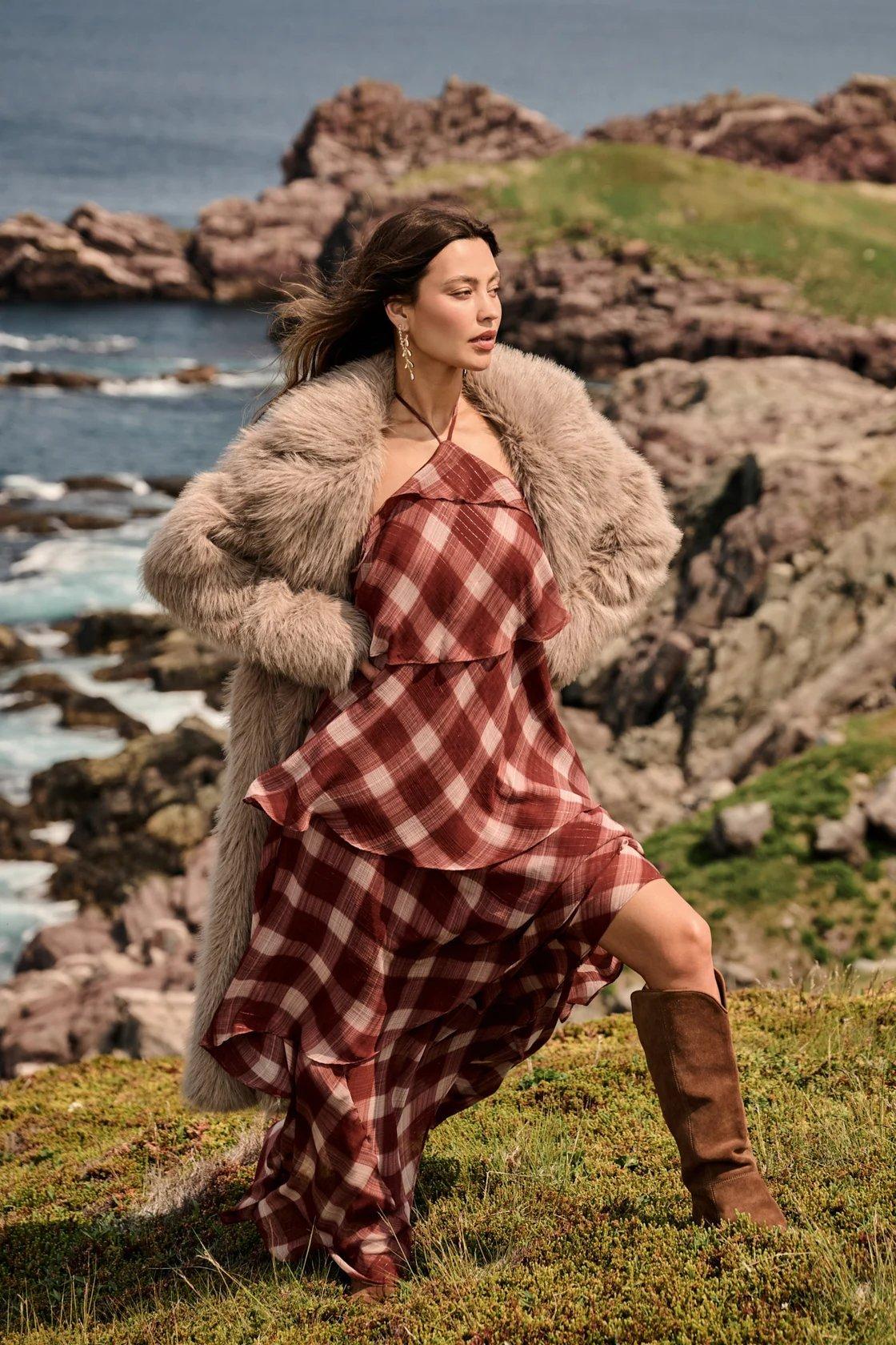 taupe fur coat